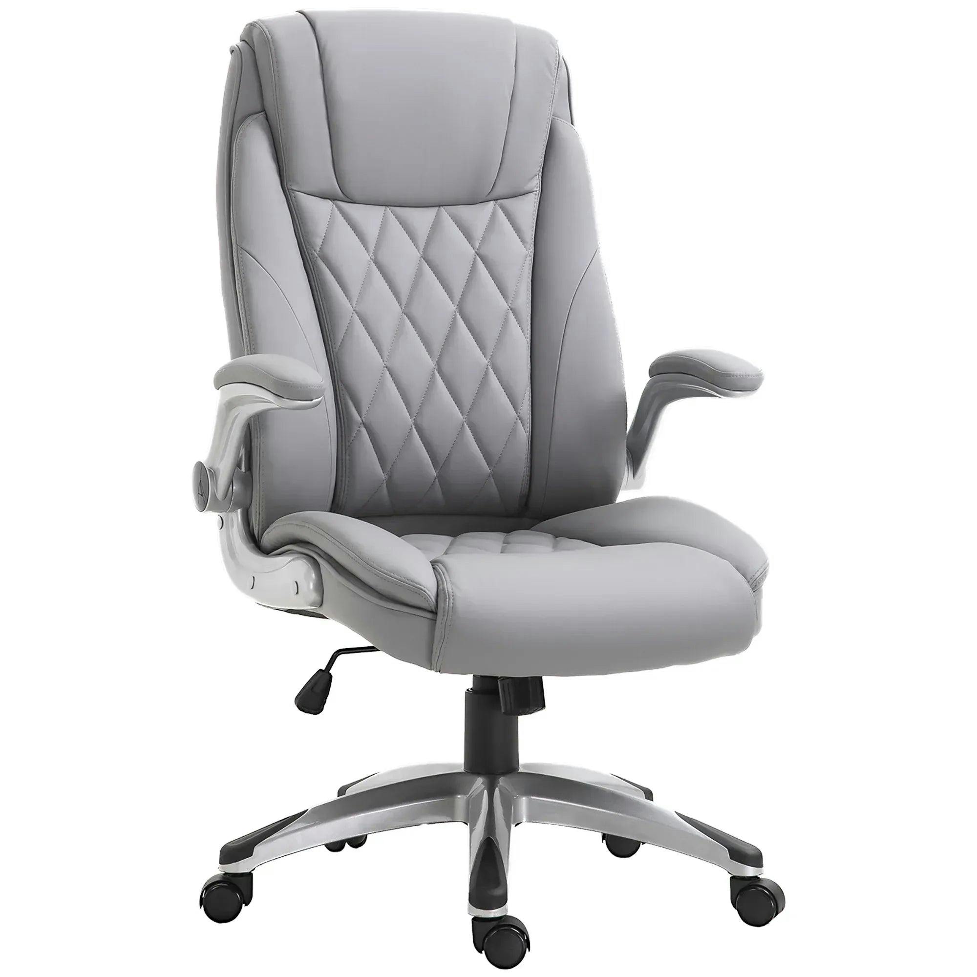 Vinsetto Executive Office Chair with Arms PU Leather Ergonomic Grey | Tilt Function, Adjustable Height, Swivel Rolling, Home Office Working - Image 6