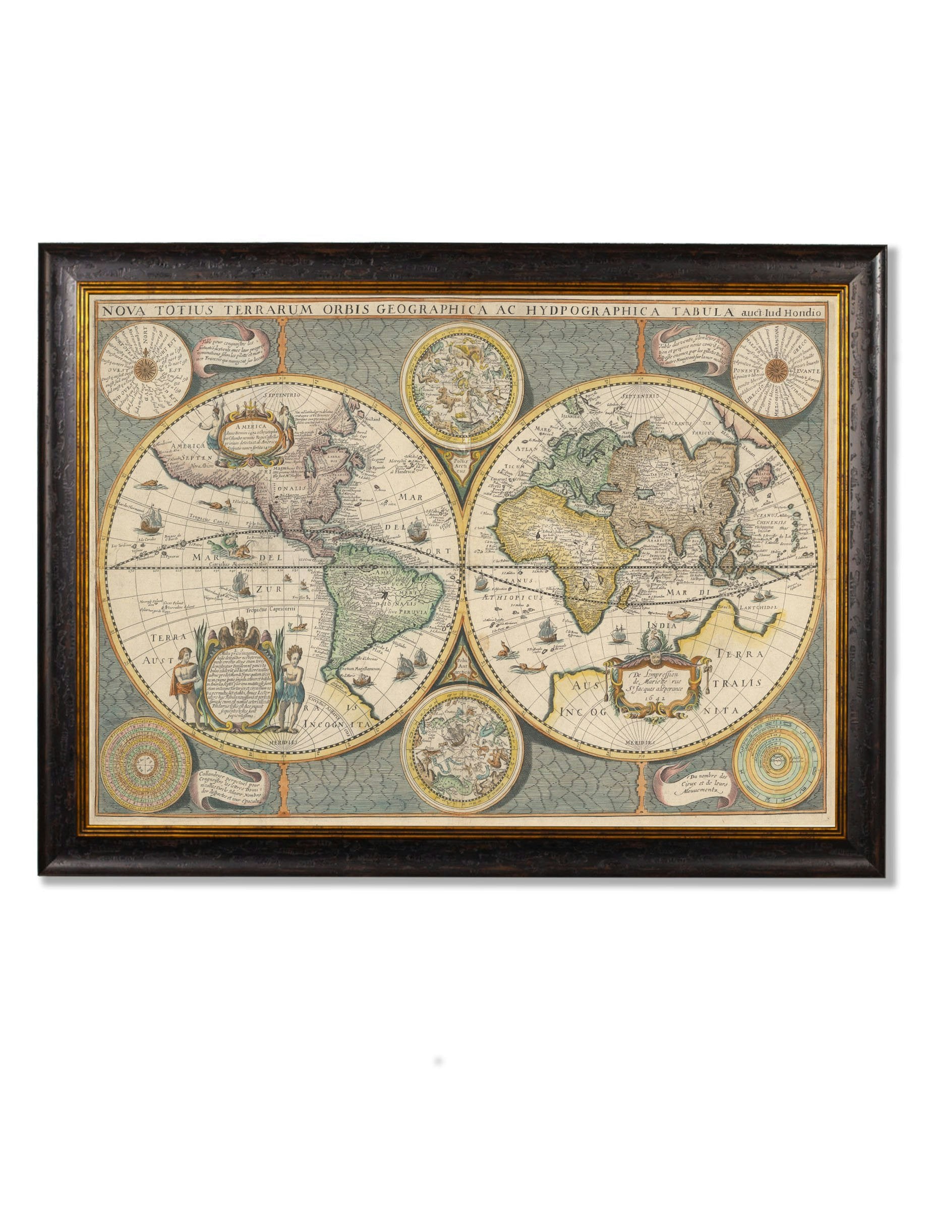 Exceptional Art C.1642 Map Of The World - 95 X 130Cm - Oxford