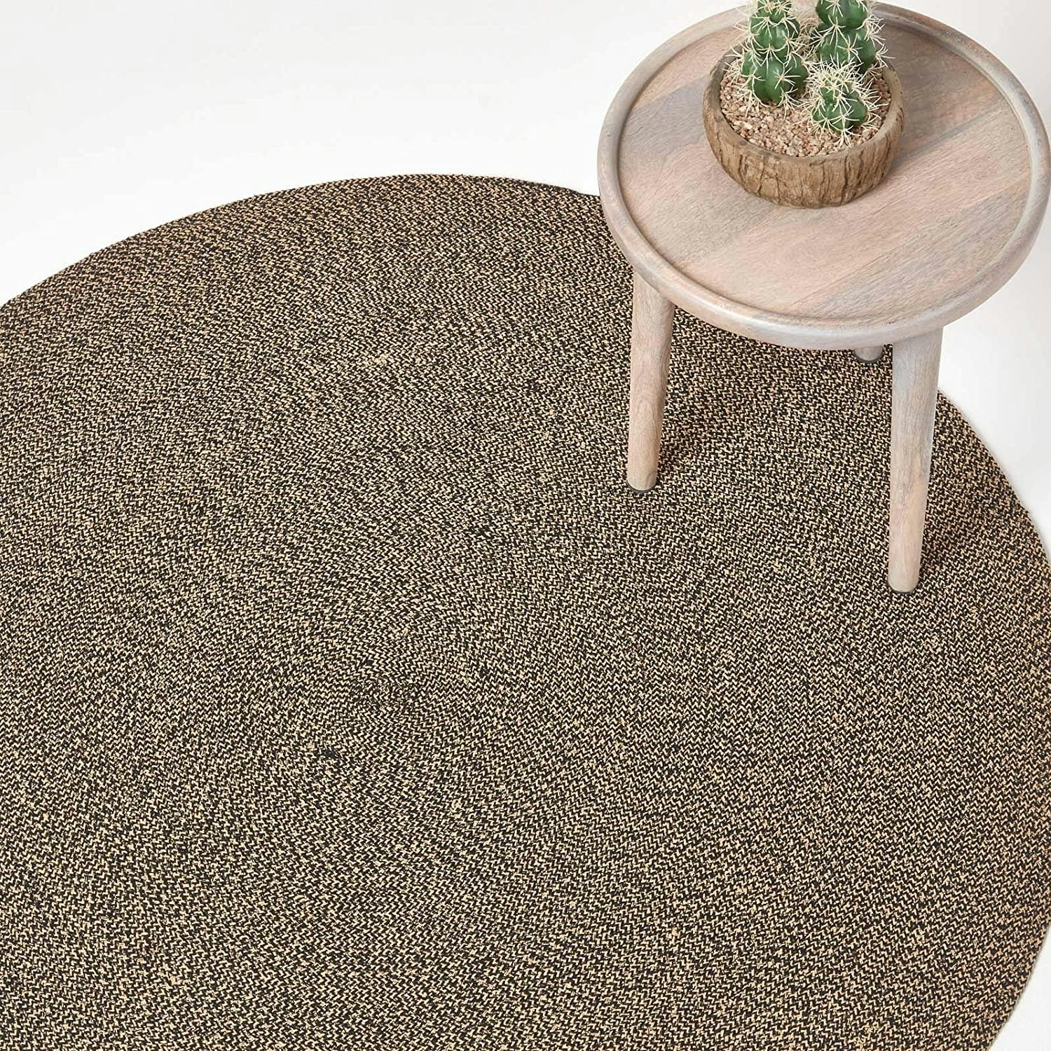 Homescapes Black Linen And Melange Braided Rug - 200 Cm Round