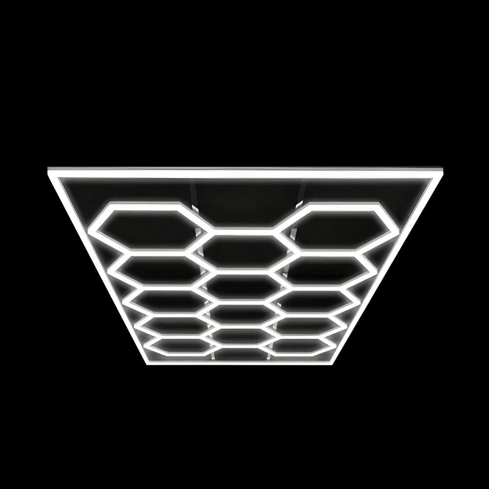 Ener-J Light 255W Hexagon Rgbic Led Garage Ceiling 14 Hexagon Frame Design, Remote Control Showroom Kit