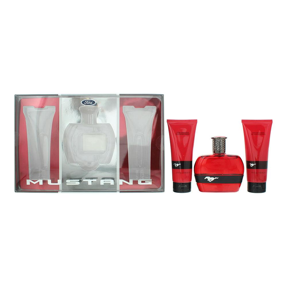 Red Men's Mustang 3 Piece Gift Set: Eau De Toilette 100Ml - Aftershave Balm 100Ml - Hair Body Wash 100Ml