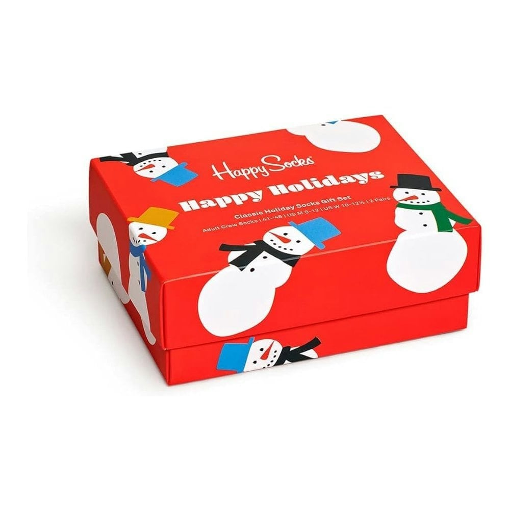 Happy Socks Red 2-Pack Snowman Socks Gift Box, - Eur 41-46