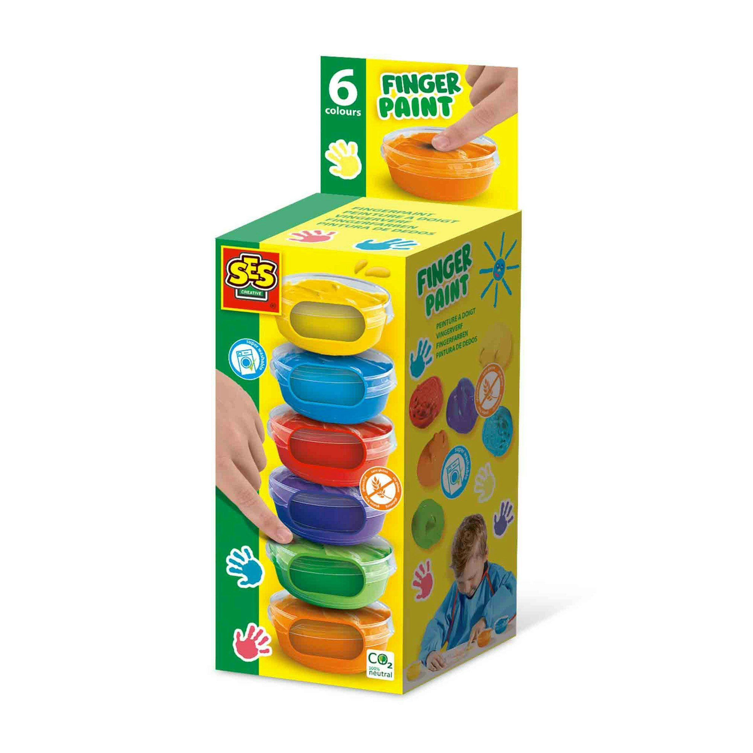 Ses Creative Yellow/Red/Light Fingerpaint 6 Colours X 45Ml