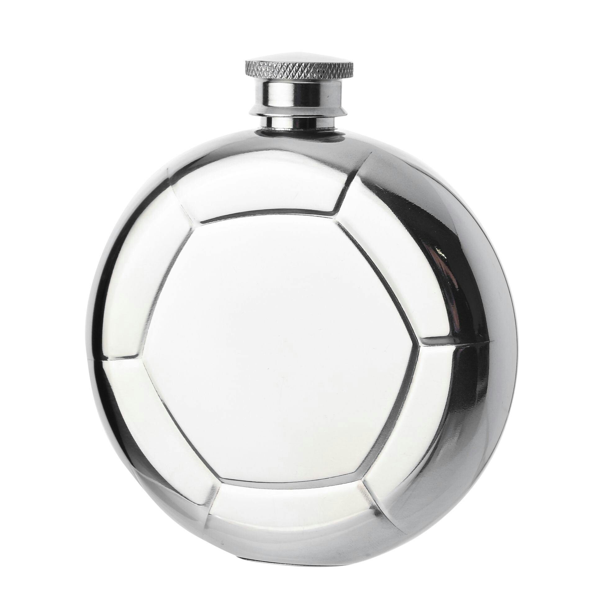 Rackhams Silver Classic Hip Flask Mirror Polished - Football