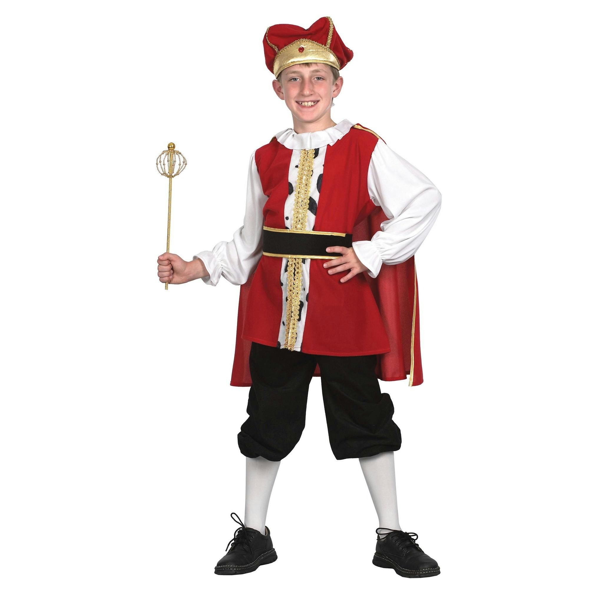 Bristol Novelty Red/White/Black Kids Medieval King Costume - /Gold - S - /Gold