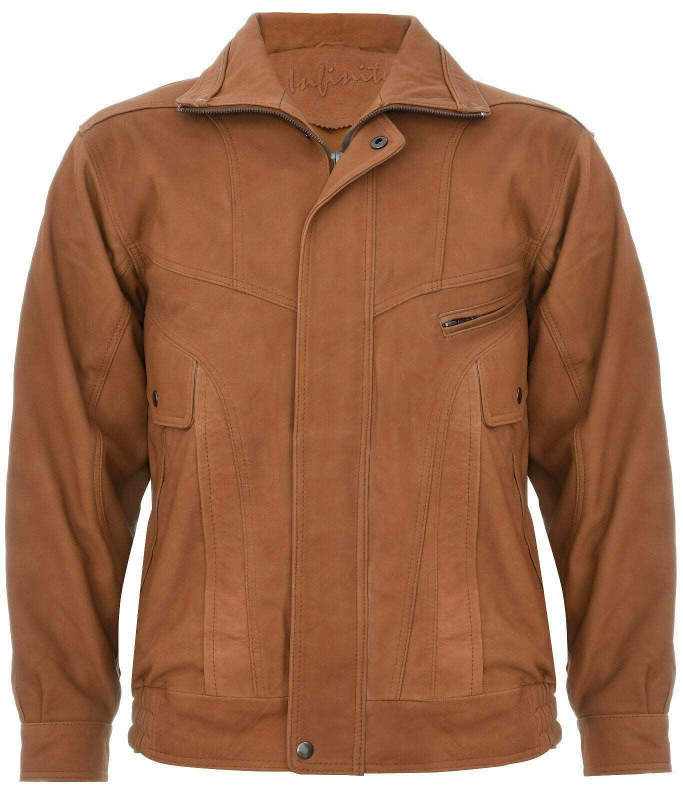 Infinity Leather Men's Leather Bluson Tailored Bomber Jacket - Uk Xl | Eu 52 | Us 42 - Tan