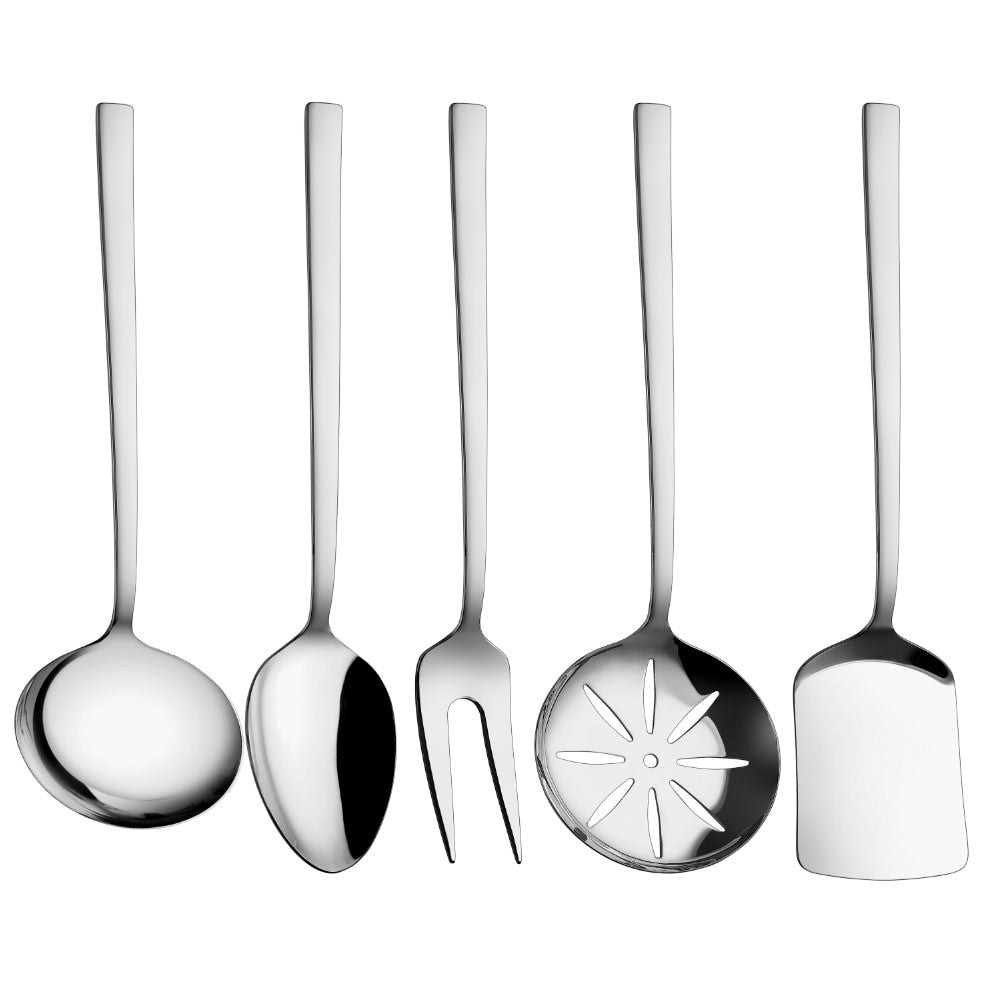 Rozi Silver Pirlanta Collection Stainless Steel Utensils, Set Of 5 (Silver)