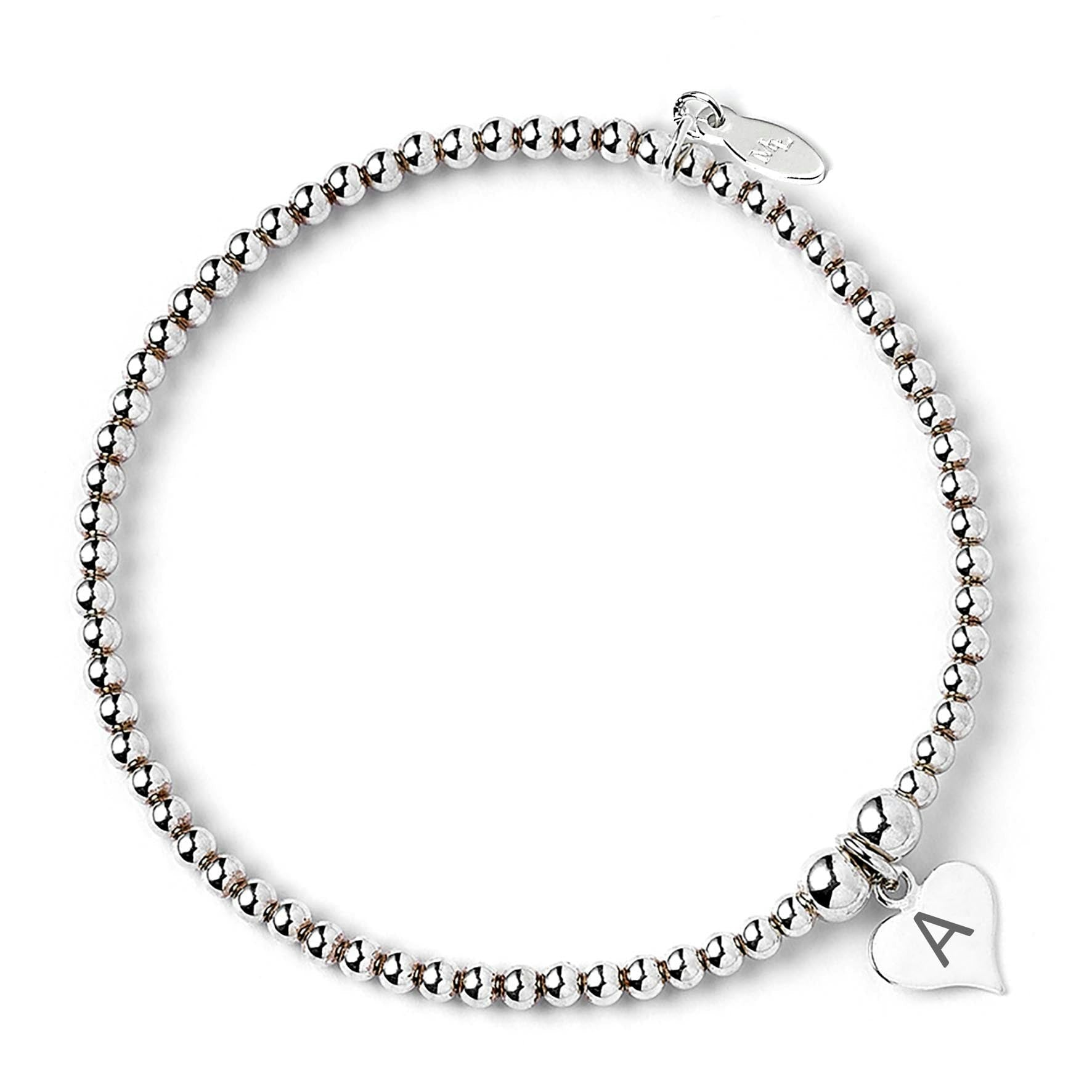 Mylee London Silver Personalised Heart Bracelet - Sterling - No