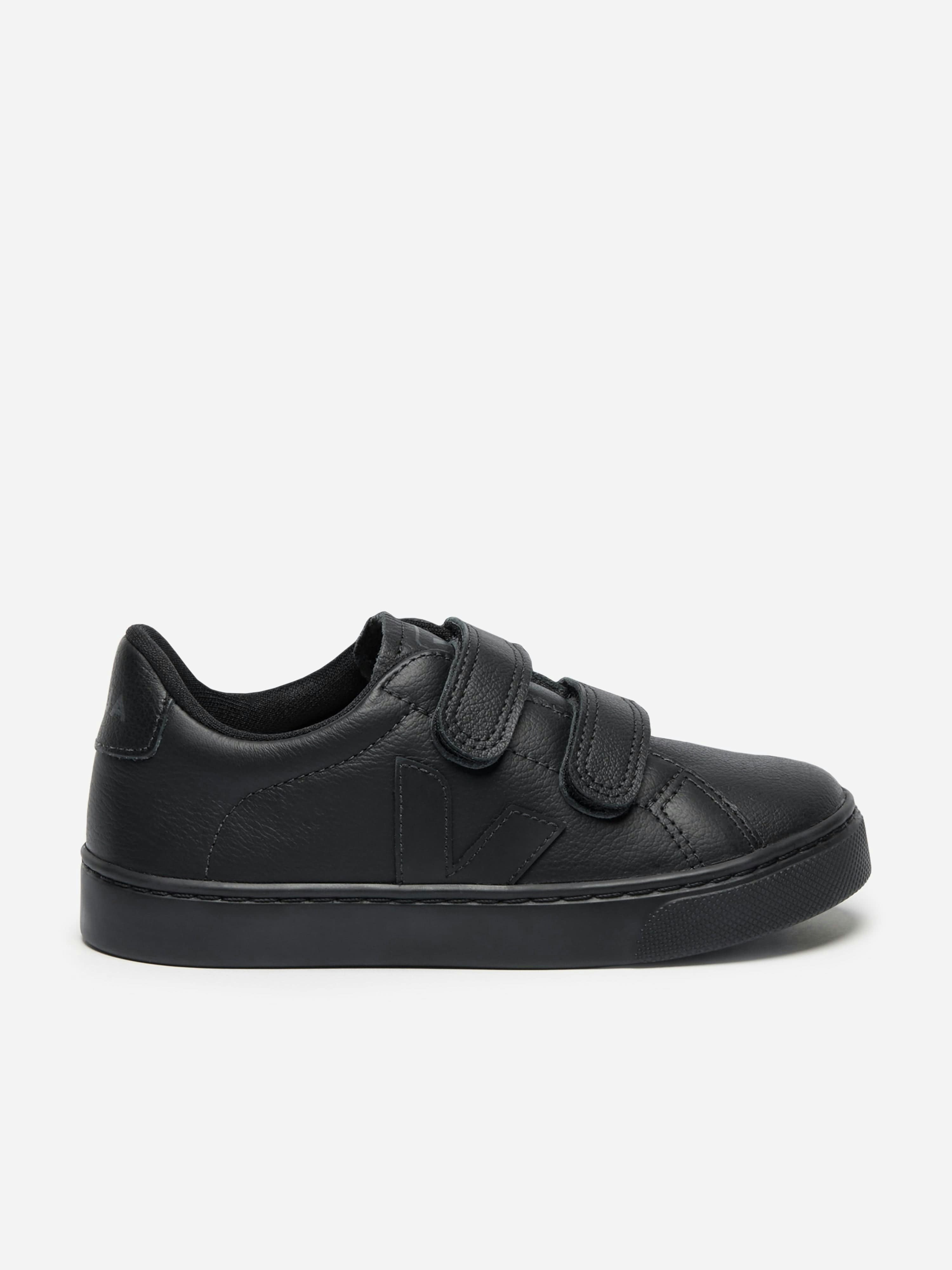 Veja Black Kids Leather Small Esplar Trainers In - Eu 22 Uk 5.5