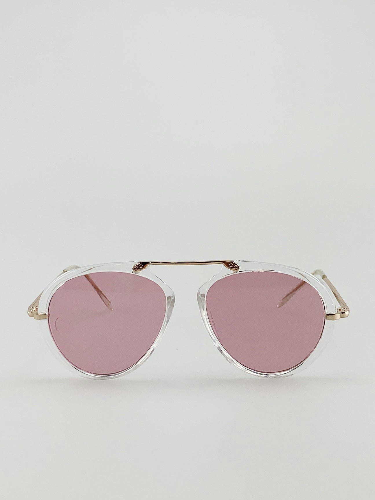 Svnx Pink Clear Frame Aviator Sunglasses - One Size