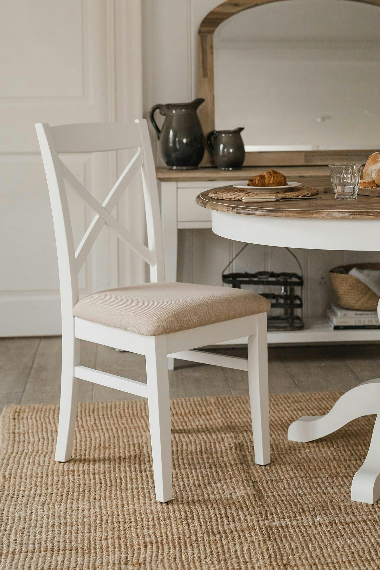 Rackhams White Florence Crossback Dining Chair With Upholstered Seat