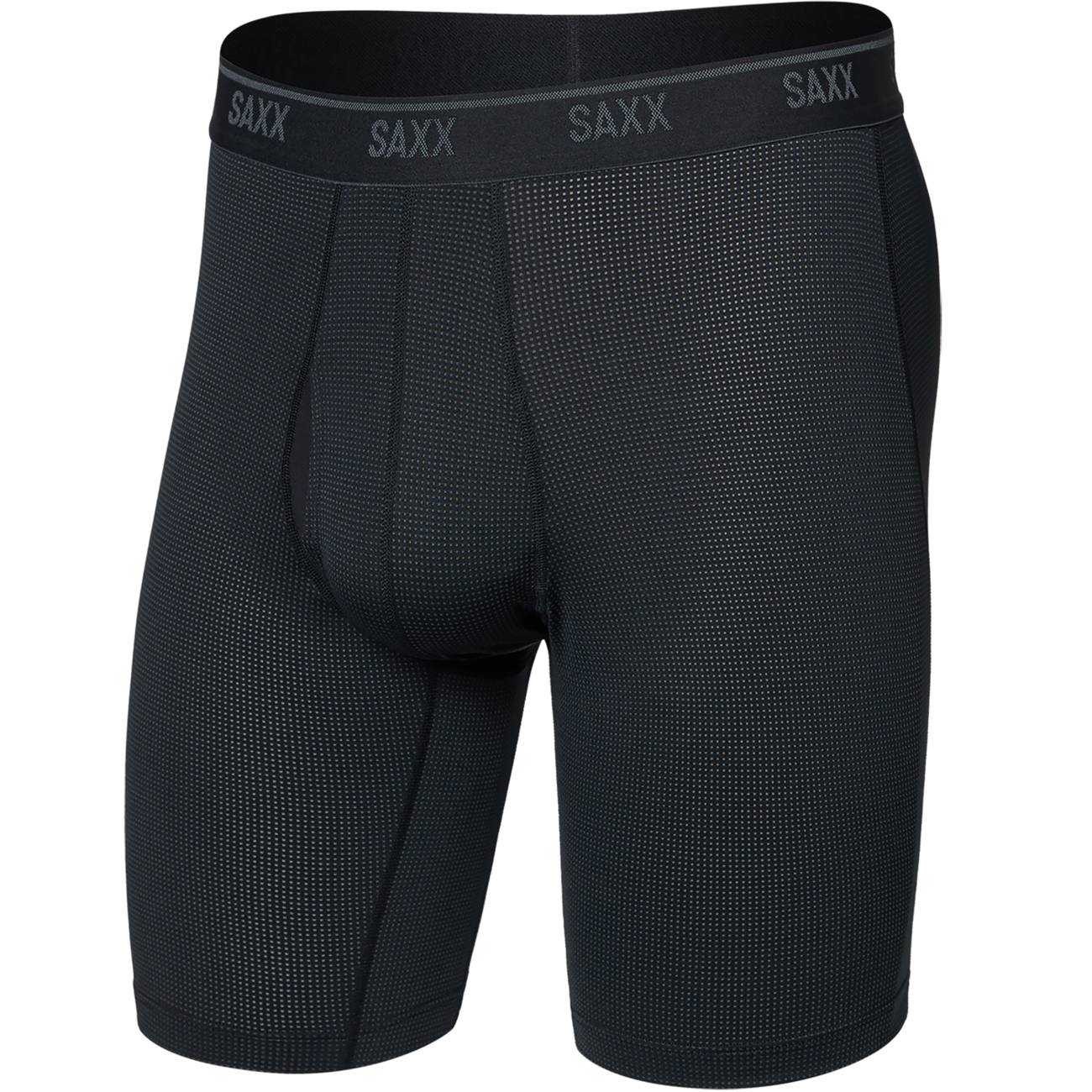 Saxx Men's Black 8" Quest Quick Dry Mesh Boxer Briefs {Saxx-Ll65f} - XX-Large