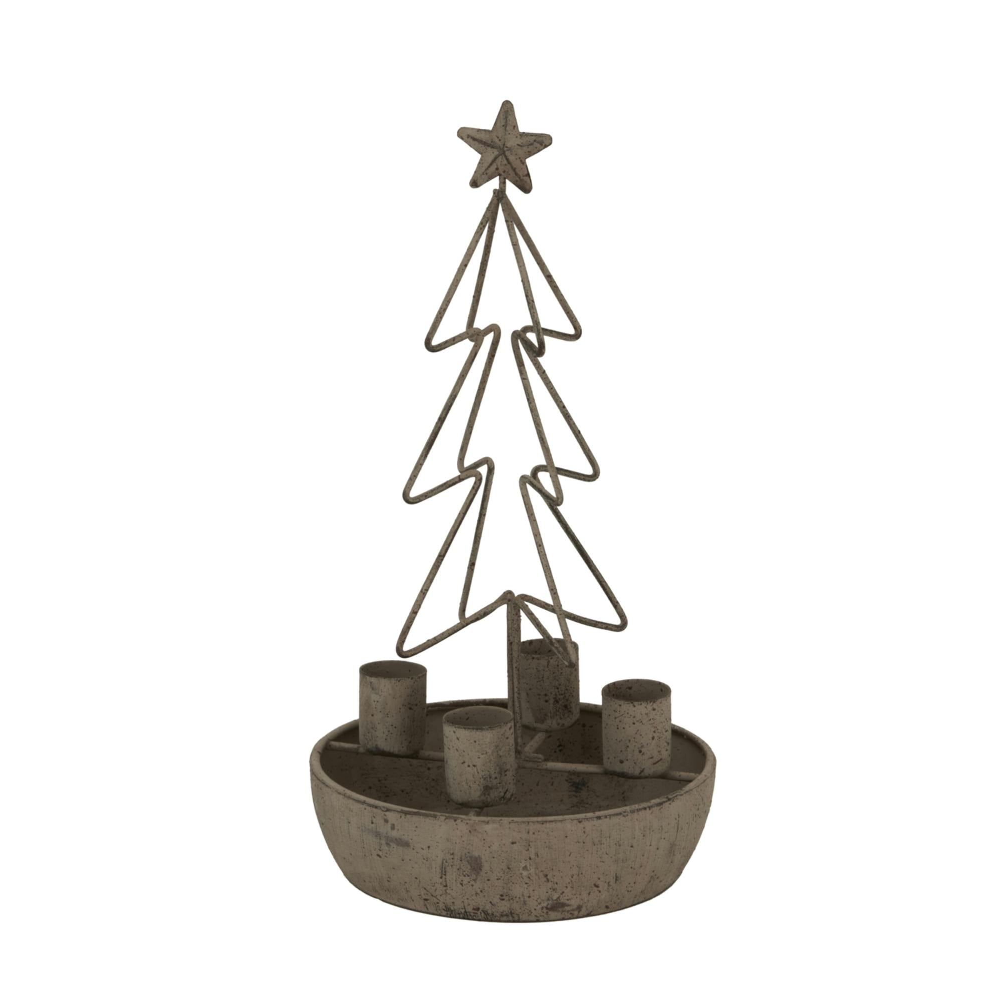 Hill Interiors Unisex Stone Rustic Outline Tree Christmas Candle Holder 26Cm X 14Cm X 14Cm In - Image 2
