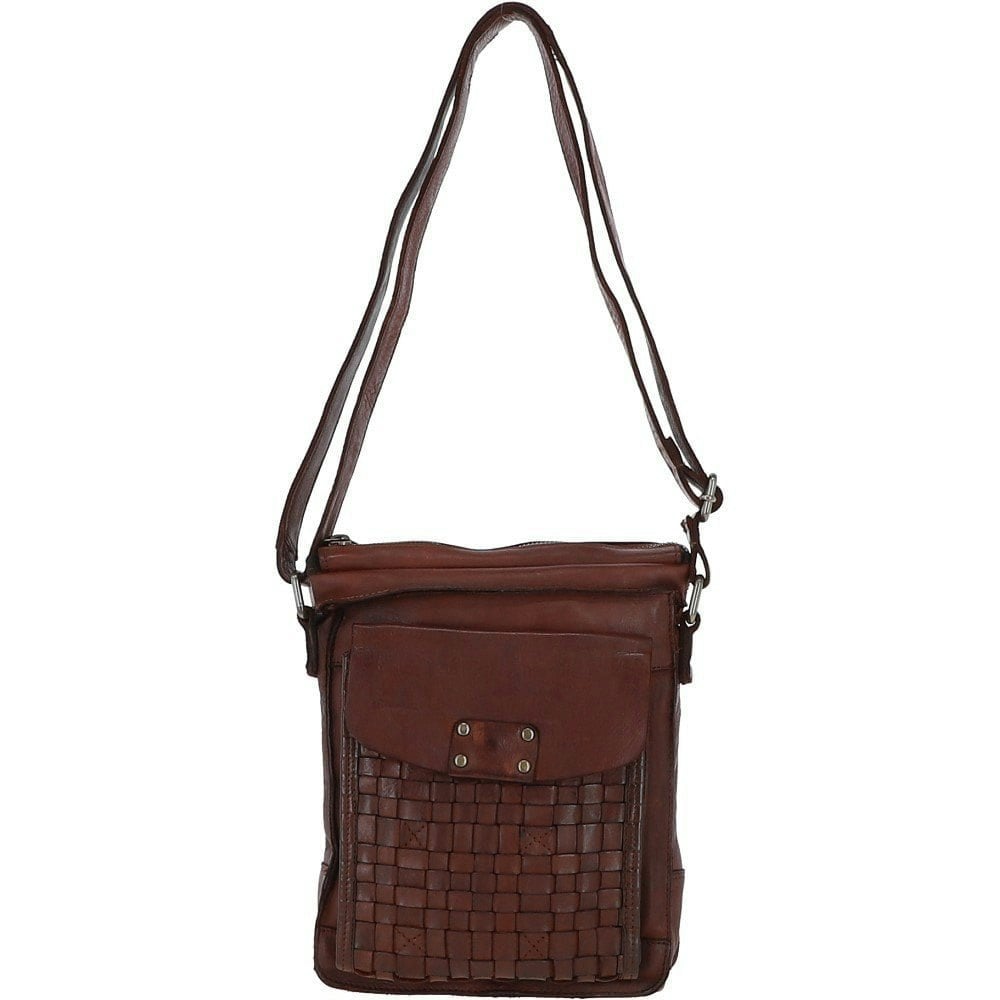 Ashwood Women's Brown Vintage Woven Leather Crossbody Bag - Cognac - One Size - Leather