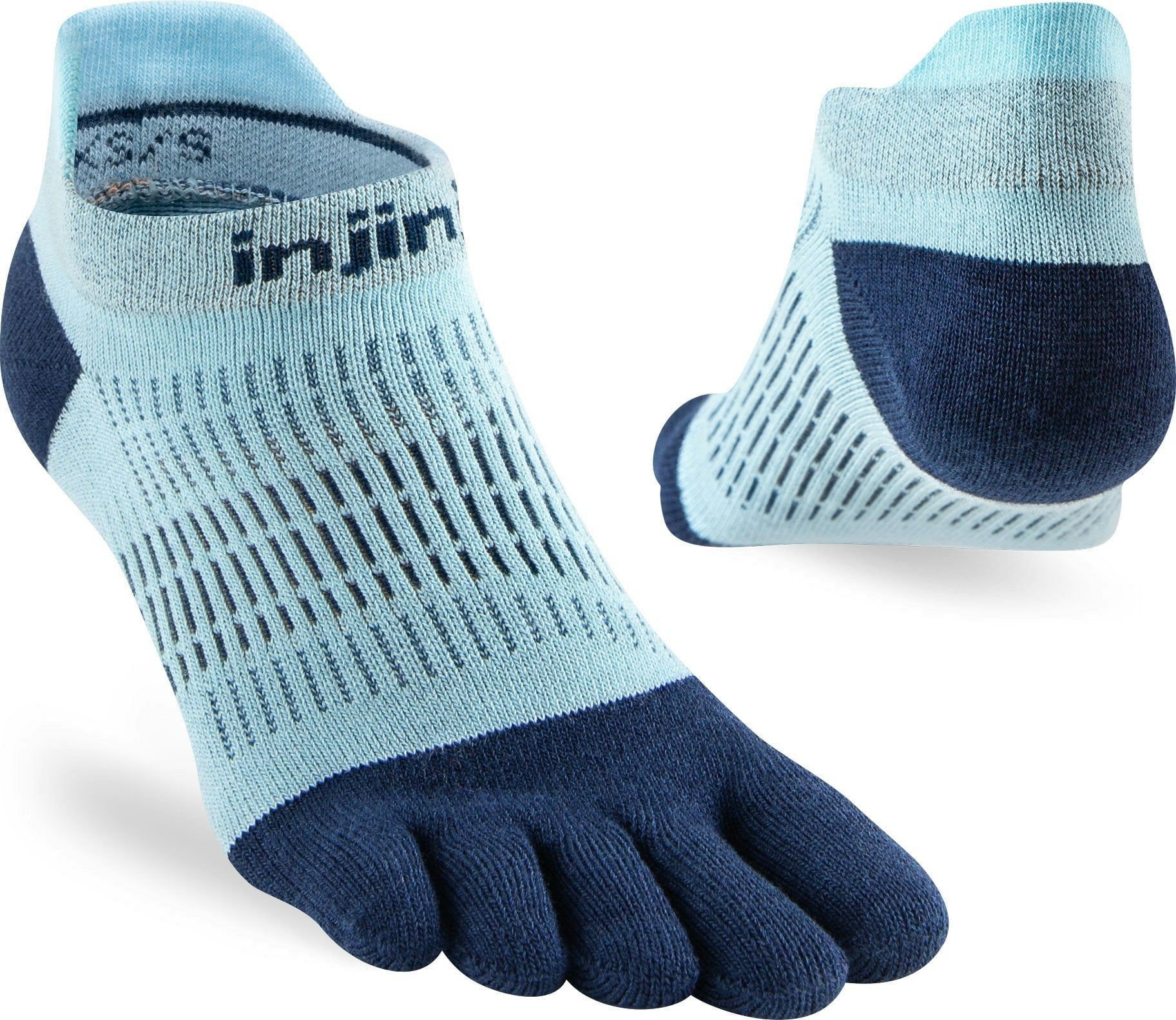 Injinji Women's Blue Lightweight No-Show Toe Socks (Inj-Wns) - Heron /Sky - Medium/Large