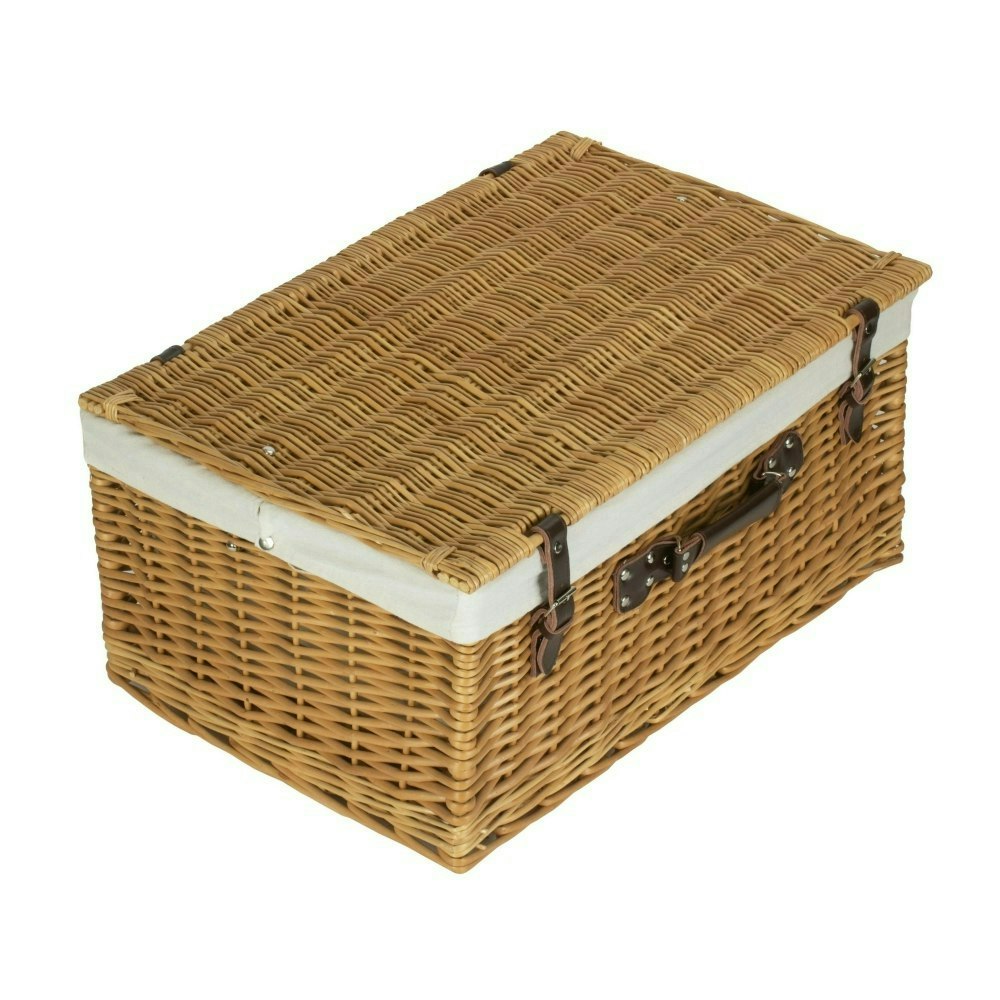 Red Hamper Red/White Hamper 62Cm Buff Willow Wicker Picnic Basket