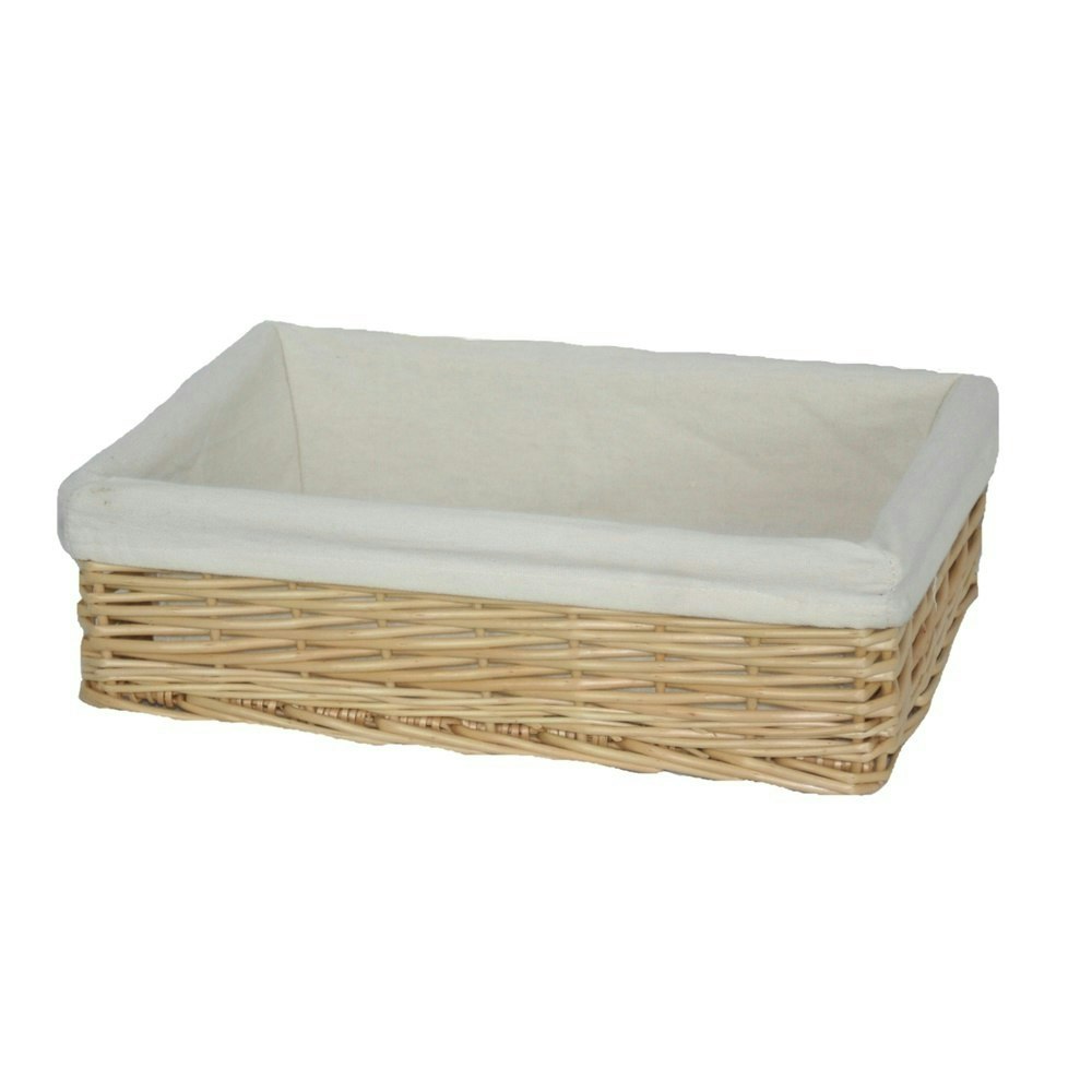 Red Hamper Red/Brown Hamper Cotton Lined Rectangular Straight-Sided Wicker Tray - Wicker Large