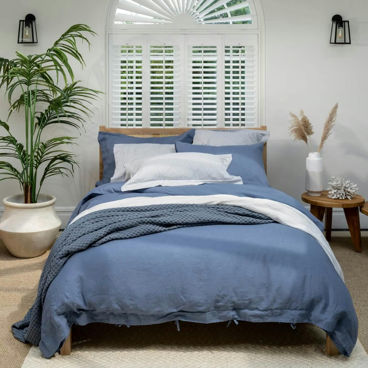 Rackhams Blue Denim French Linen Duvet Cover - Super King