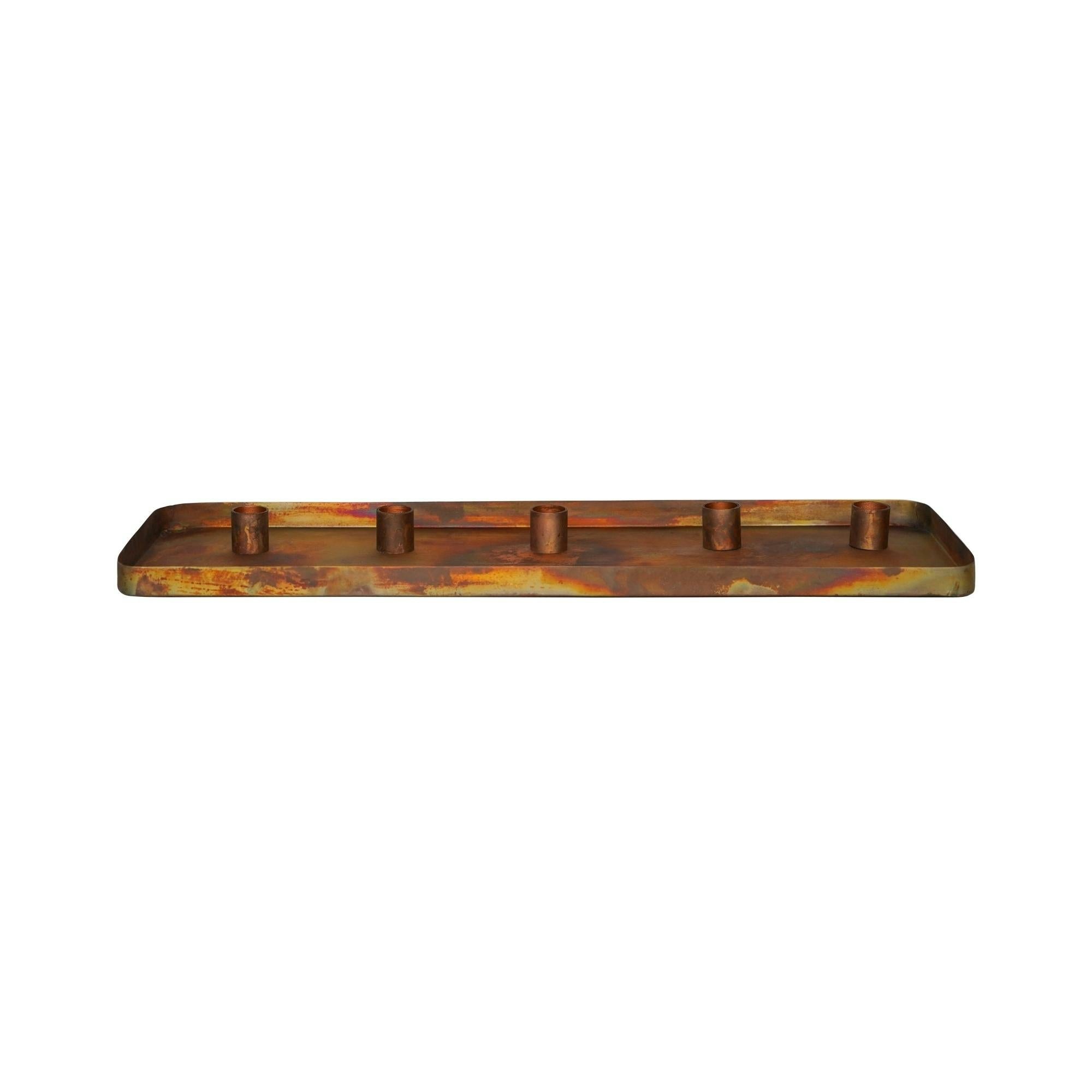 Rackhams Rectangle Centrepiece Metal With Magnetic Candle Holders - Copper
