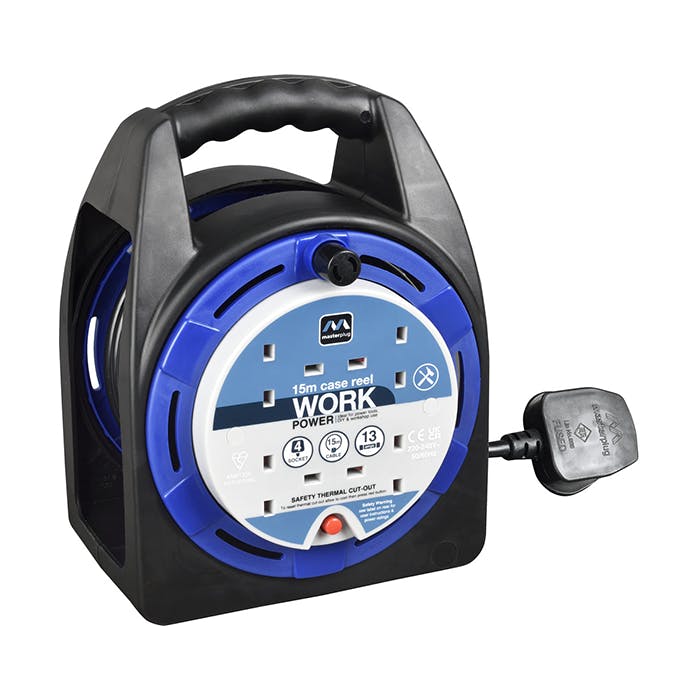 Masterplug Four Socket 13A Small Cassette Reel With 15M Cable