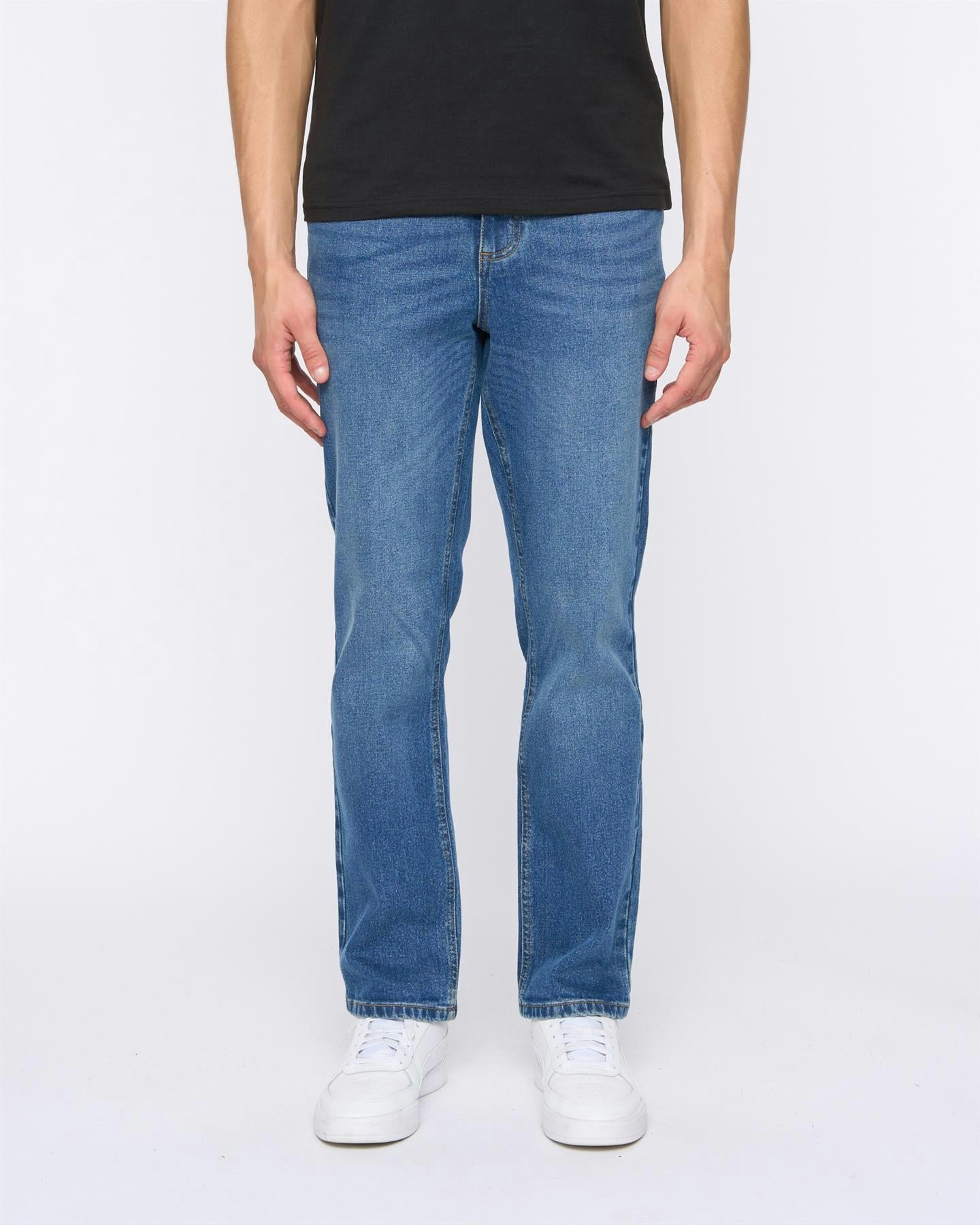 Duck And Cover Men's Black Hydras Straight Leg Jeans Mid Wash - W30 L32