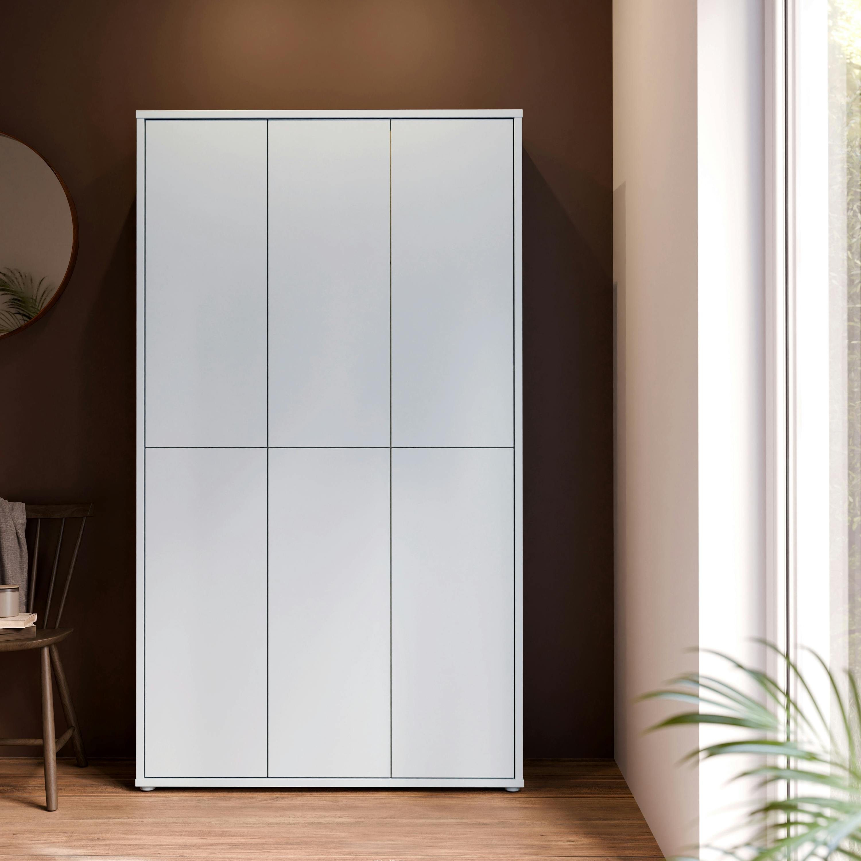 Furniture To Go Light/Grey Alice Springs Tall Shoe Cabinet With 6 Doors Push-To-Open In - Matt - Standard