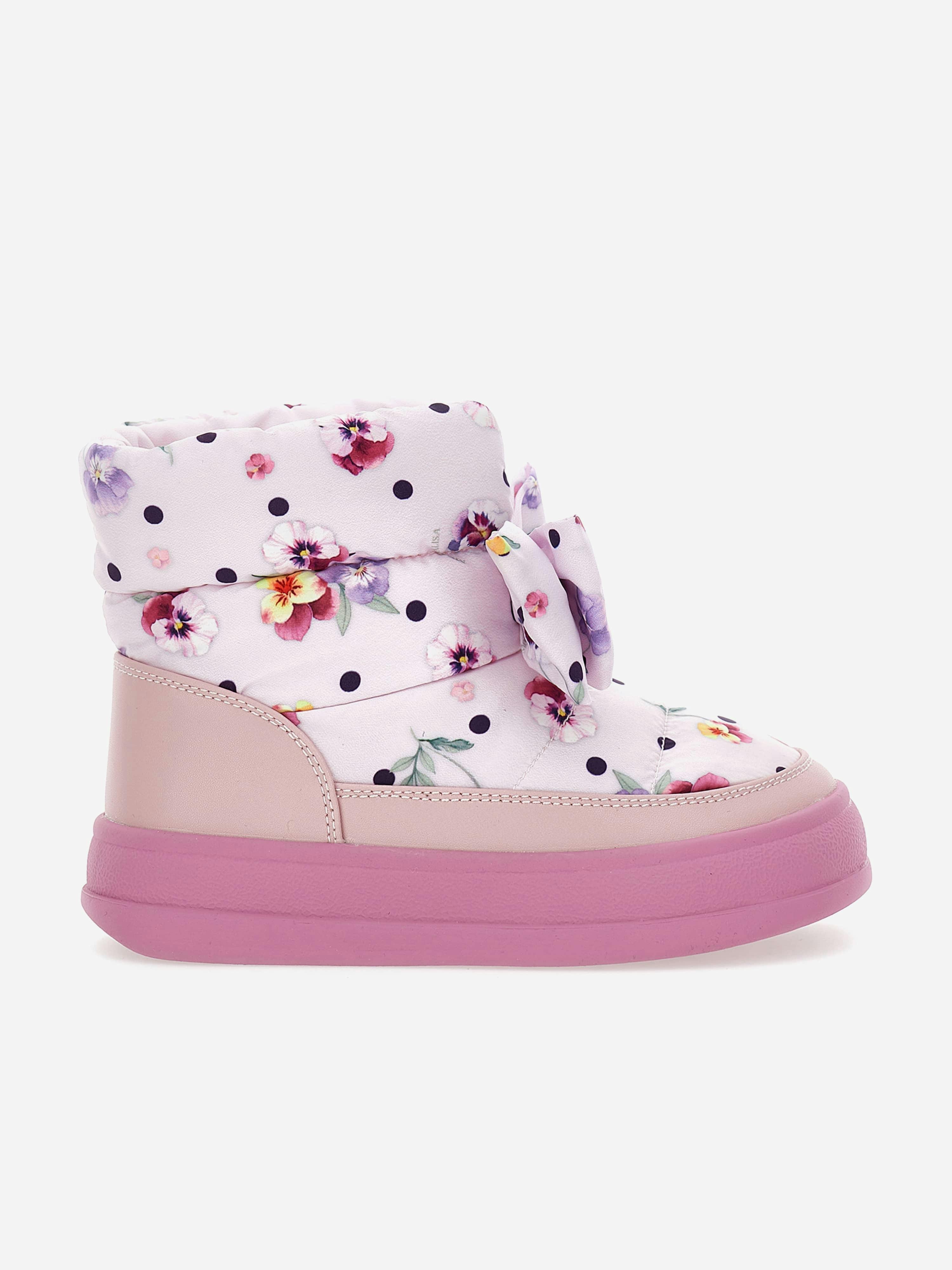 Monnalisa Girls Pink Malva Flower Boots In - Eu 31 Uk 12.5