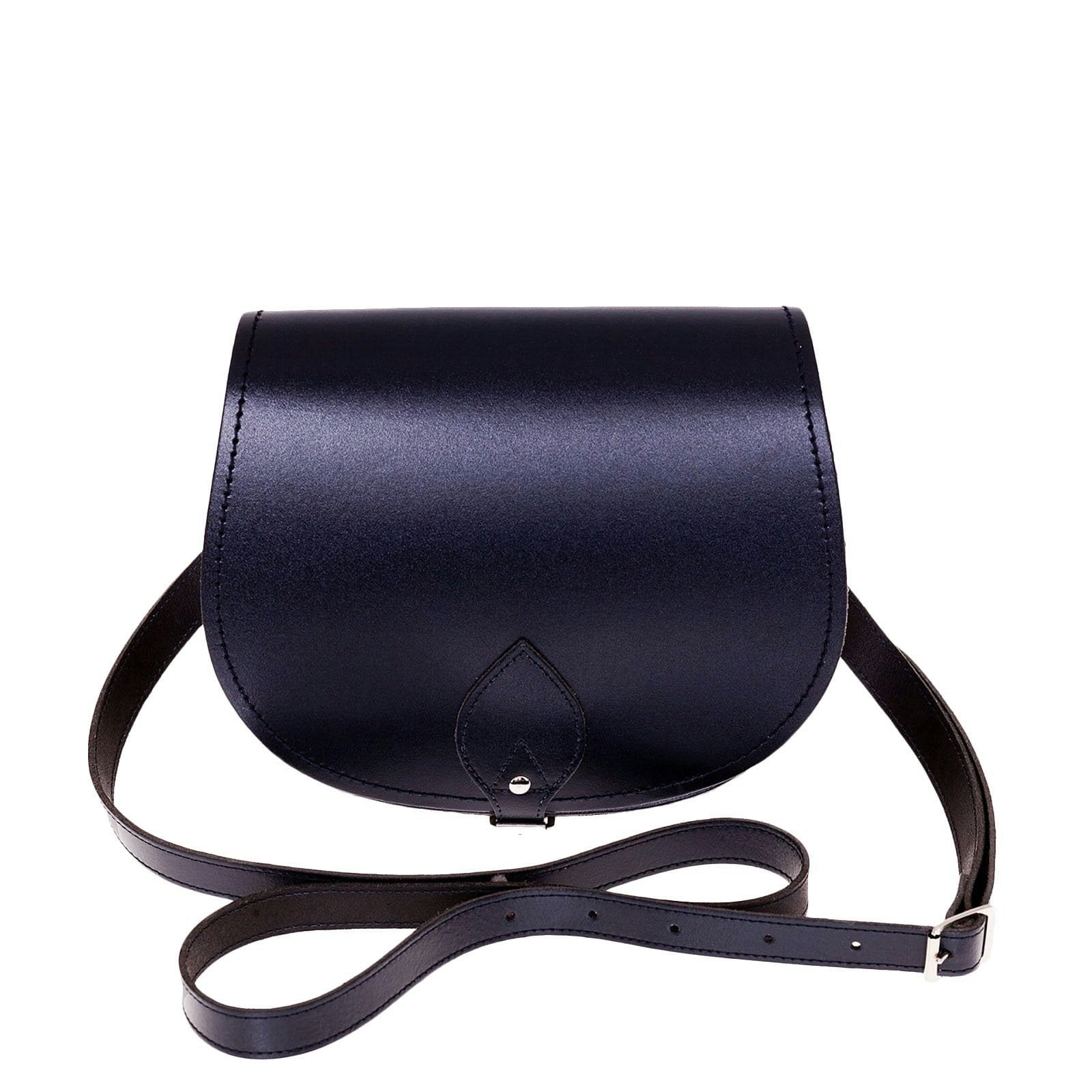 Zatchels Handmade Leather Saddle Bag - Navy - Large