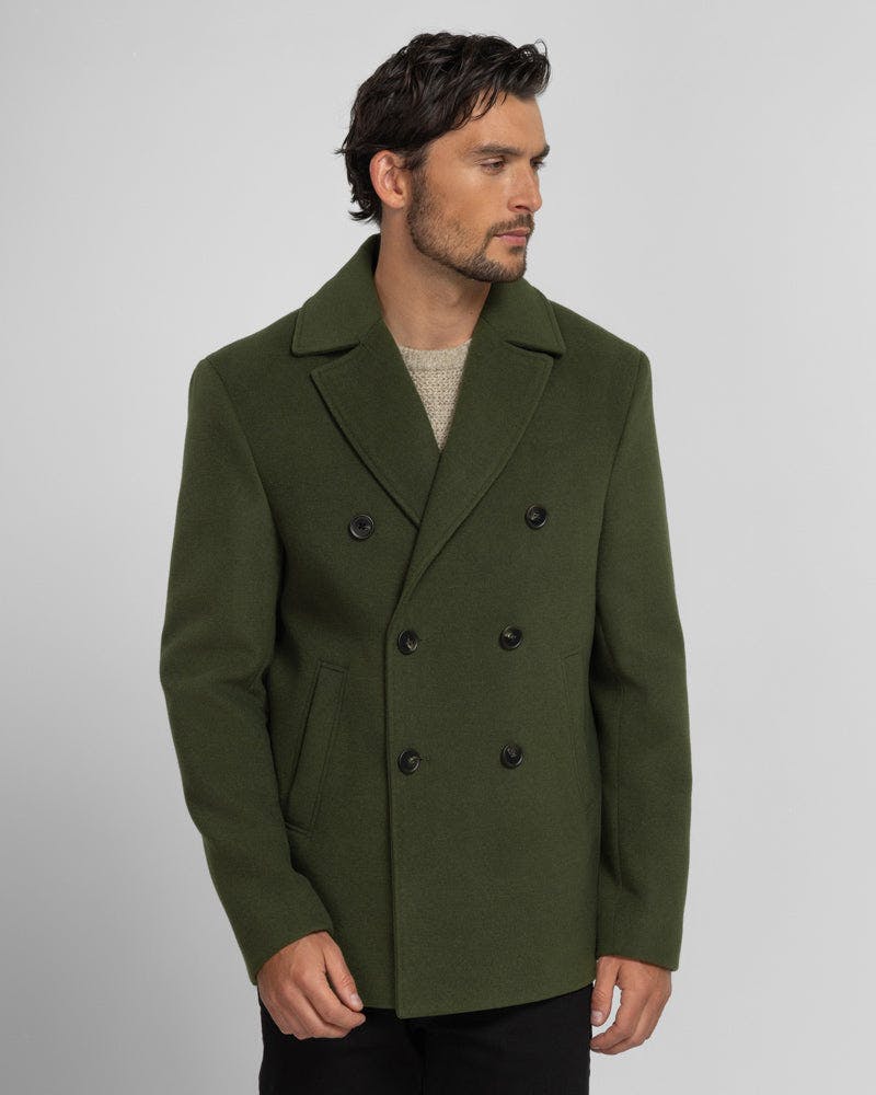 Steel & Jelly Black Pennington - Double-Breasted Peacoat - Moss - M