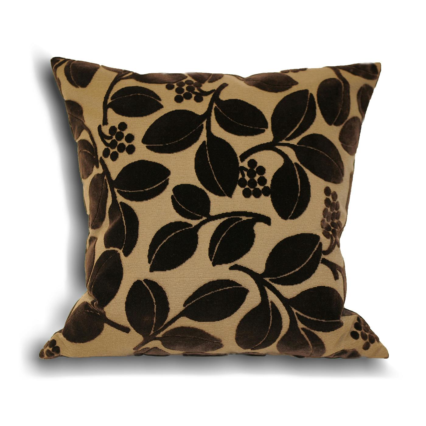 Riva Home Cherries Faux Velvet Cushion Cover - Chocolate - 45X45cm - Chocolate - 60% Rayon/40% Viscose