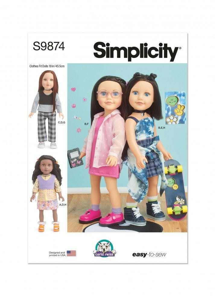 Simplicity Sewing Pattern 9874, Doll Clothes Os (One Size) - Easy - Os (One Size)