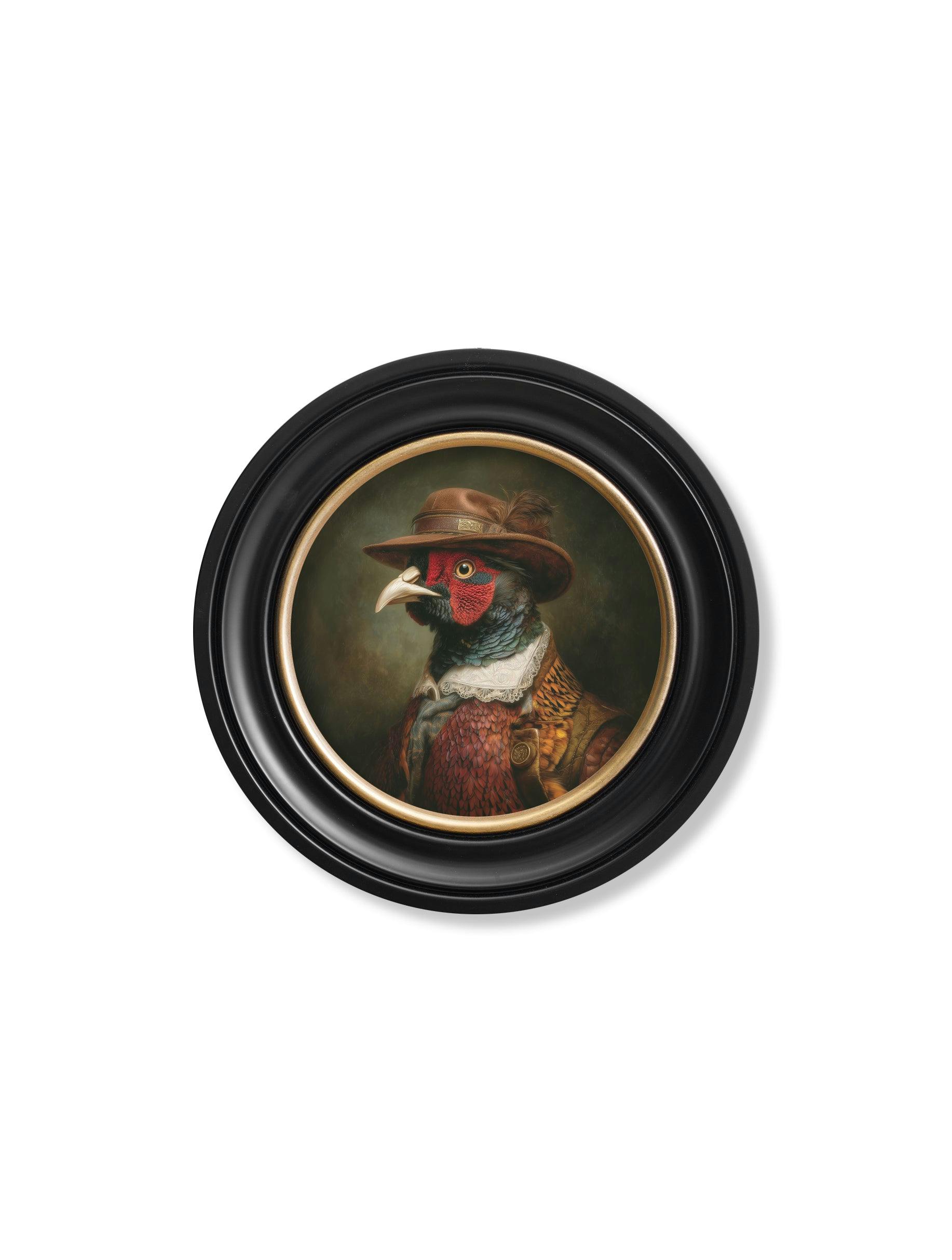 Rackhams Dark/Green/Cream Baron Von Beak - Huntsman Pheasant Oxford Round Frame - 44 X 44Cm