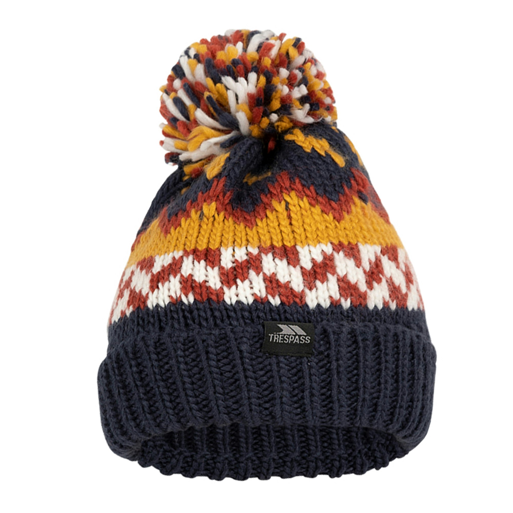 Trespass Childrens/Kids Twiglet Chunky Knit Fleece Lined Hat - Navy/Honeybee - Navy/Honeybee - Size 2-4 Years