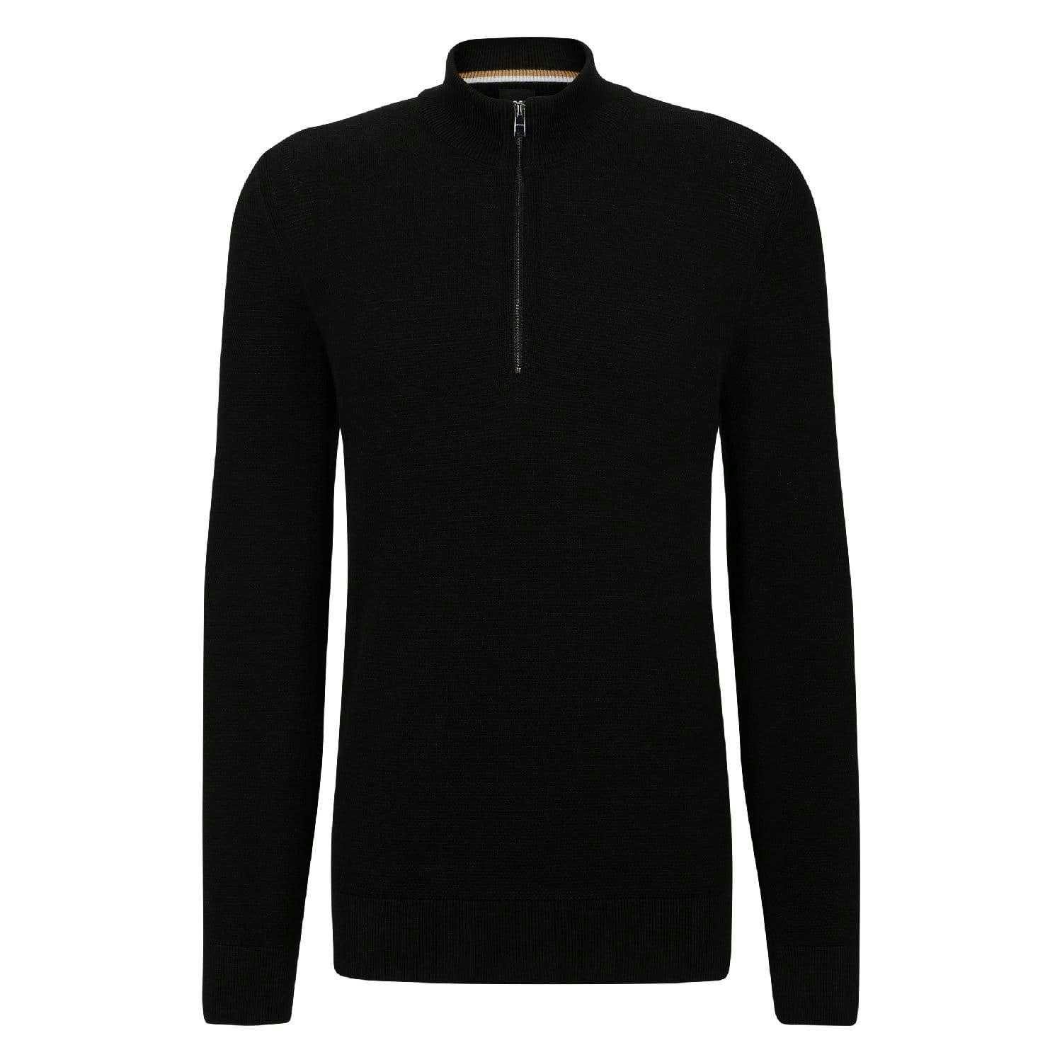 Boss Men's Black Quarter Zip Sweatshirt - Xl - 100% Cotton