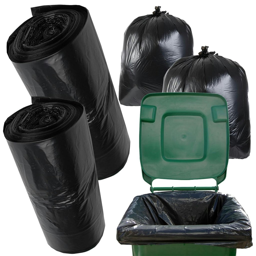 Rackhams Black Wheelie Bin Liners 240L Large Capacity Refuse Sacks For Outdoor Bins - 30 X