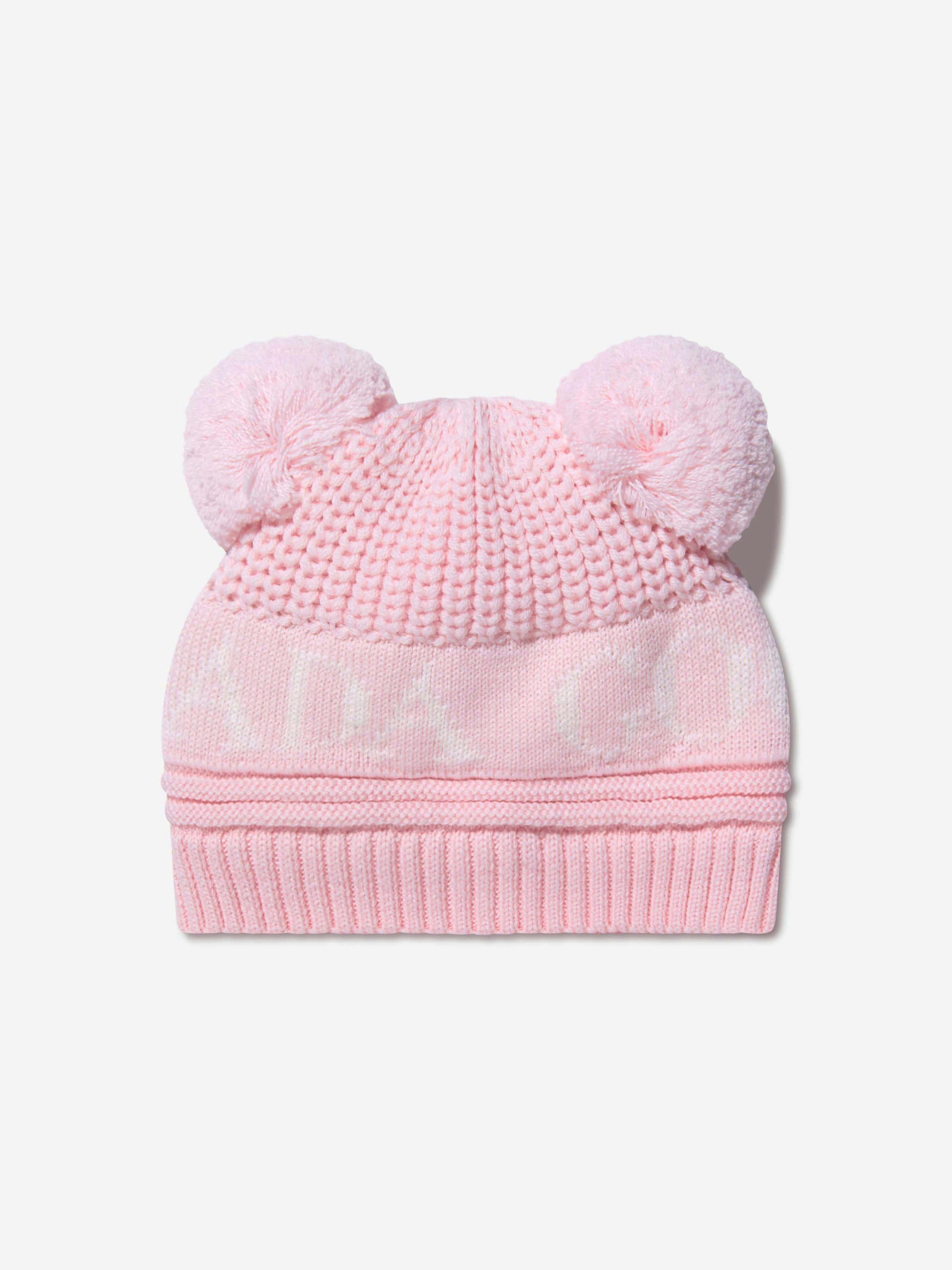 Canada Goose Women's Pink Baby Girls Double Pom Pom Hat In - One Size