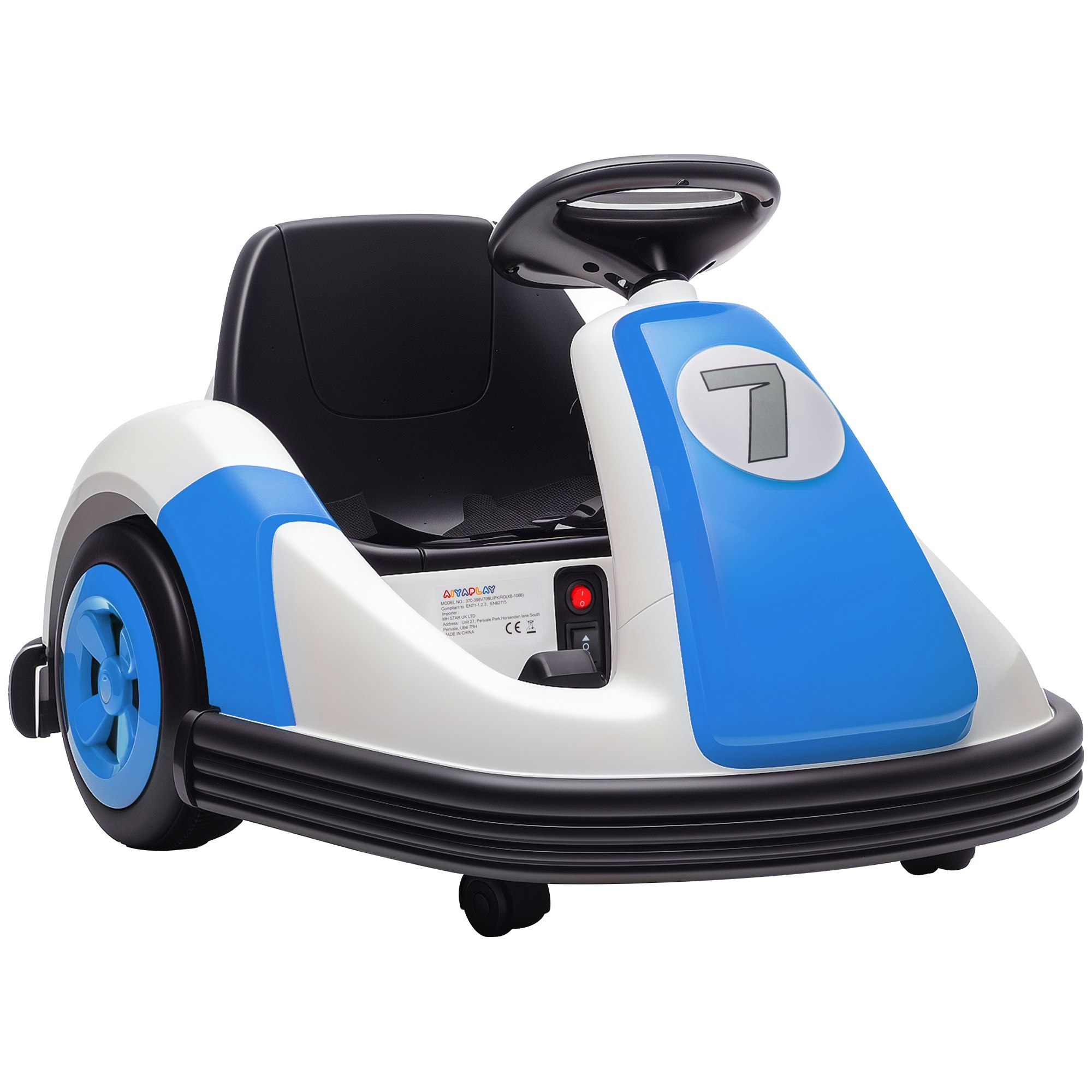 Aiyaplay Red Kids Bumper Car With 360-Degree Rotation Spin, Safety Belt - 70L X 58W X 46.5H Cm