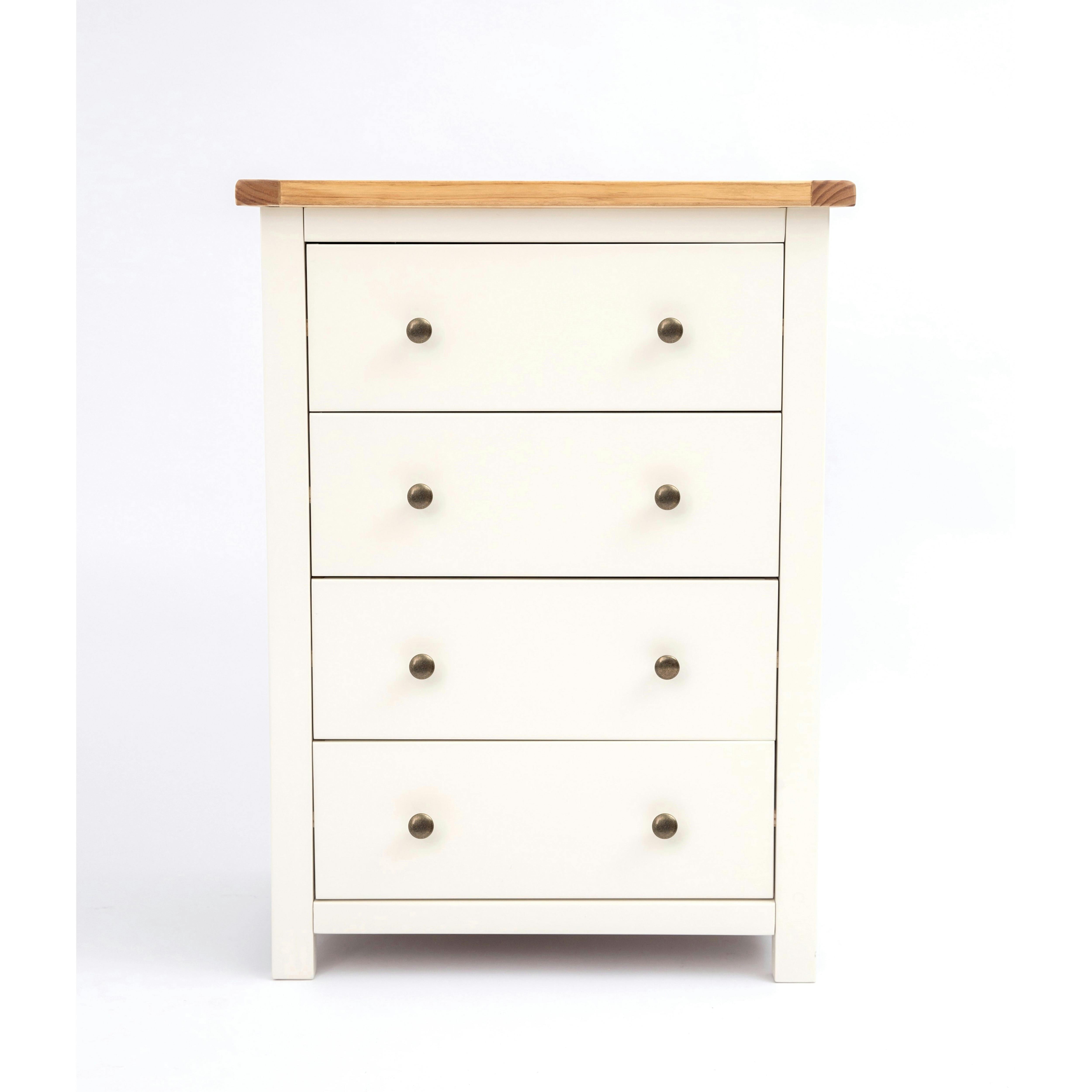 Rackhams White Maggiori 4 Drawer Chest Of Drawers Brass Knob - Off
