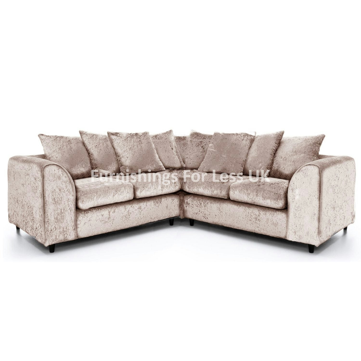 Rackhams Black/Silver Ferguson / Crystal Crushed Velvet Scatter Corner Sofa - Mink