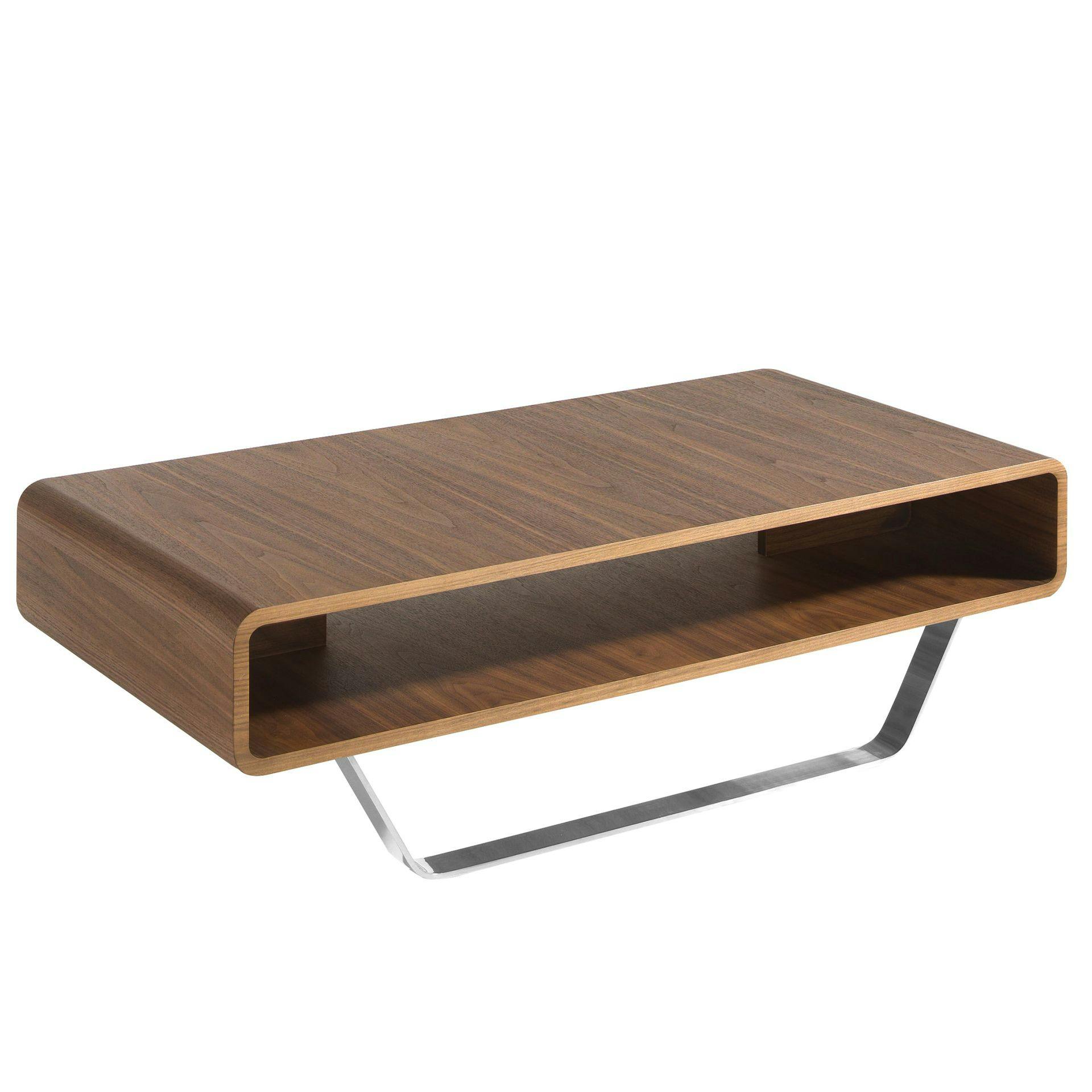 Angel Cerdá Rectangular Coffee Table Walnut And Chrome-Plated Steel 2002