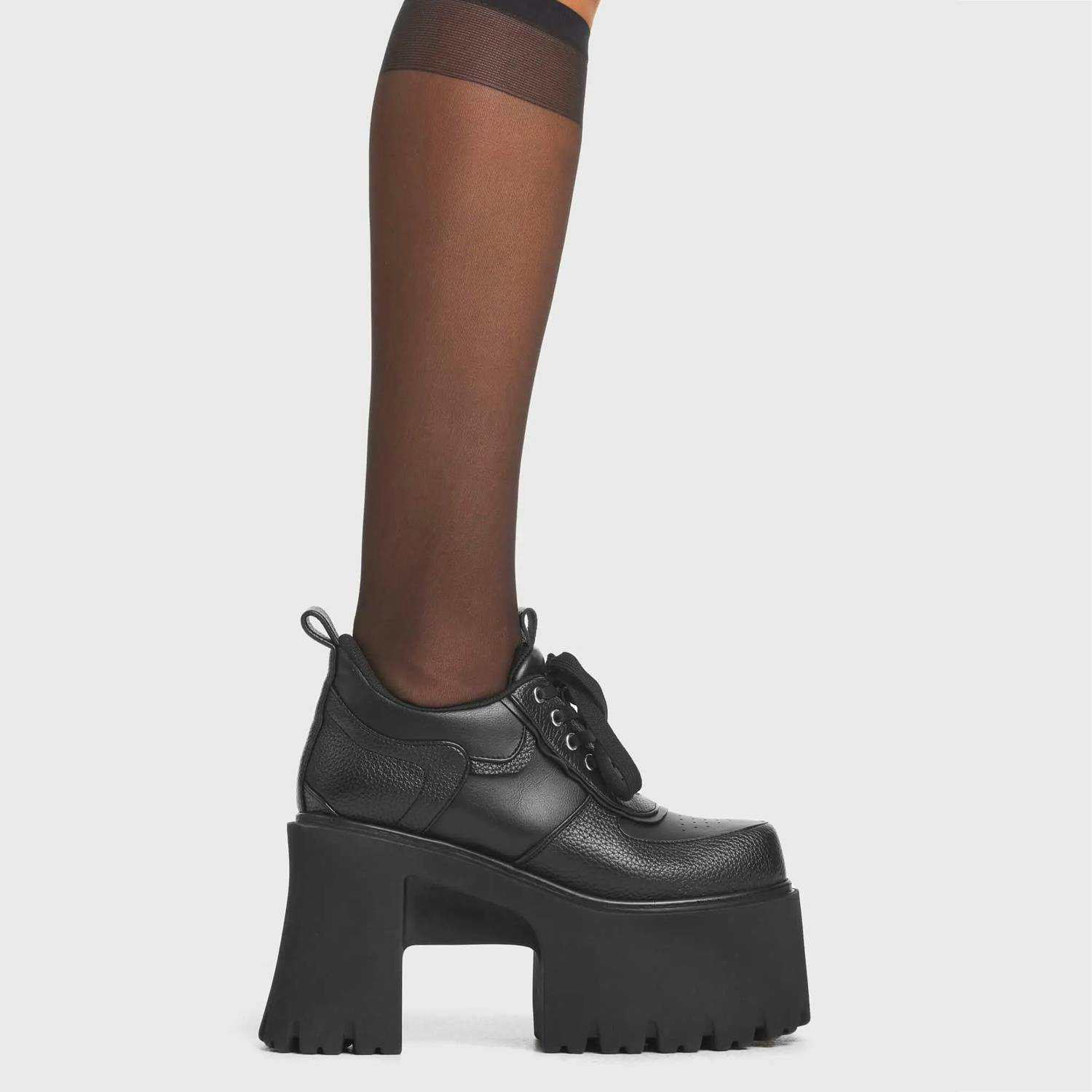 Lamoda Women's Black Bluffing Pu Chunky Platform Boots Stylish Statement Footwear - Uk7