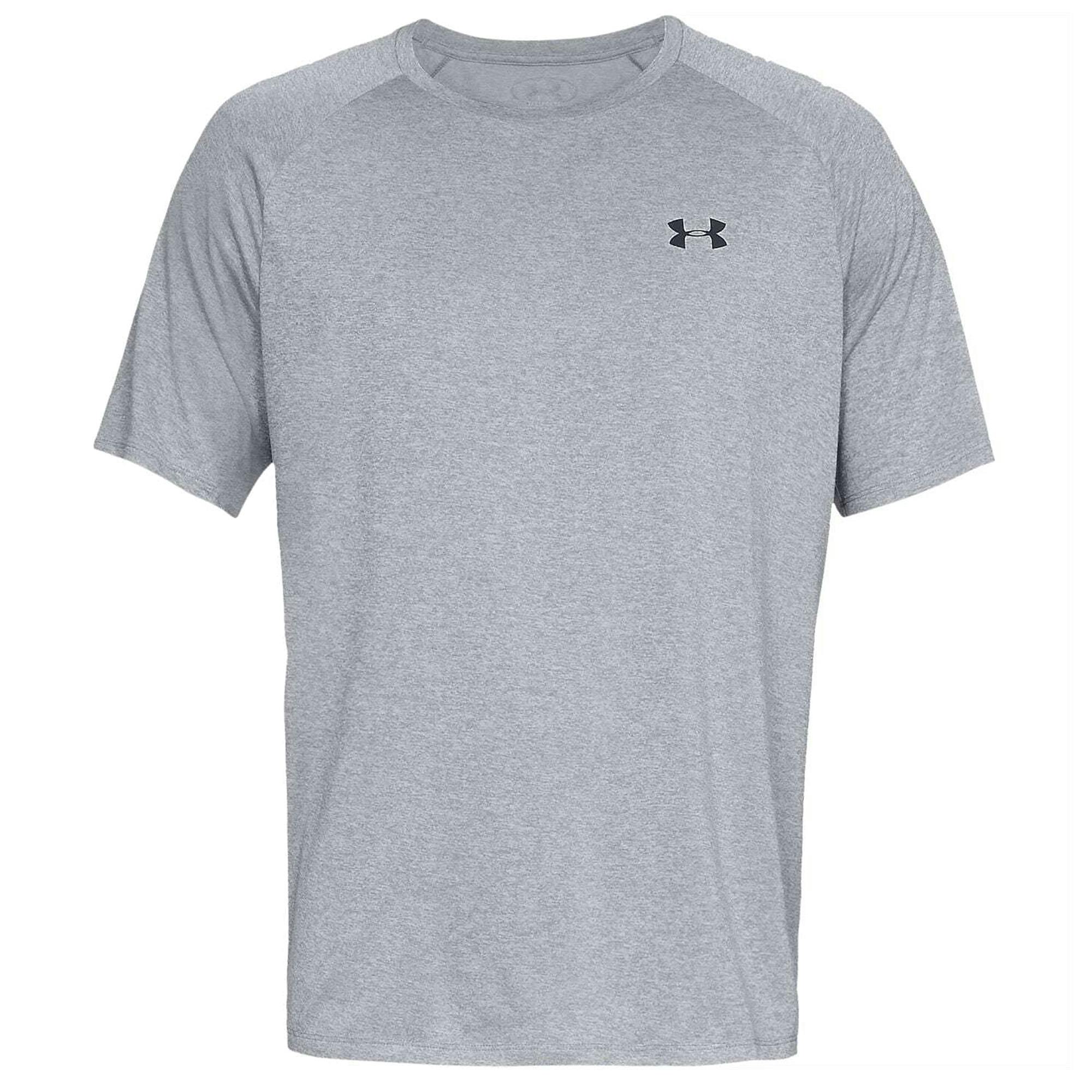 Under Armour Men's Light/Black Tech T-Shirt - Steel Heather/ - L - Steel Heather/ - 100% Polyester