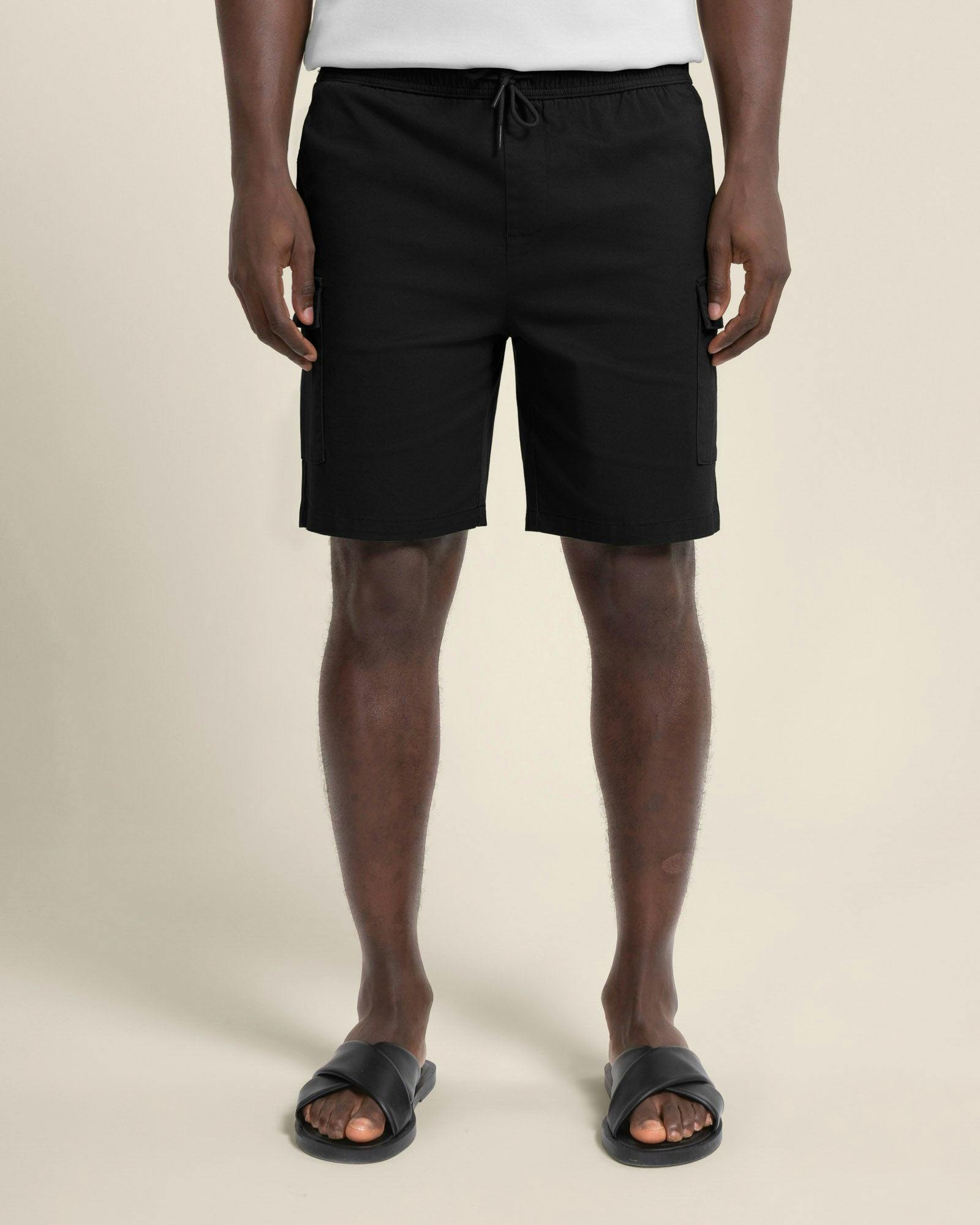 Larsson & Co Black Combat Pocket Stretch Chino Shorts - 32R