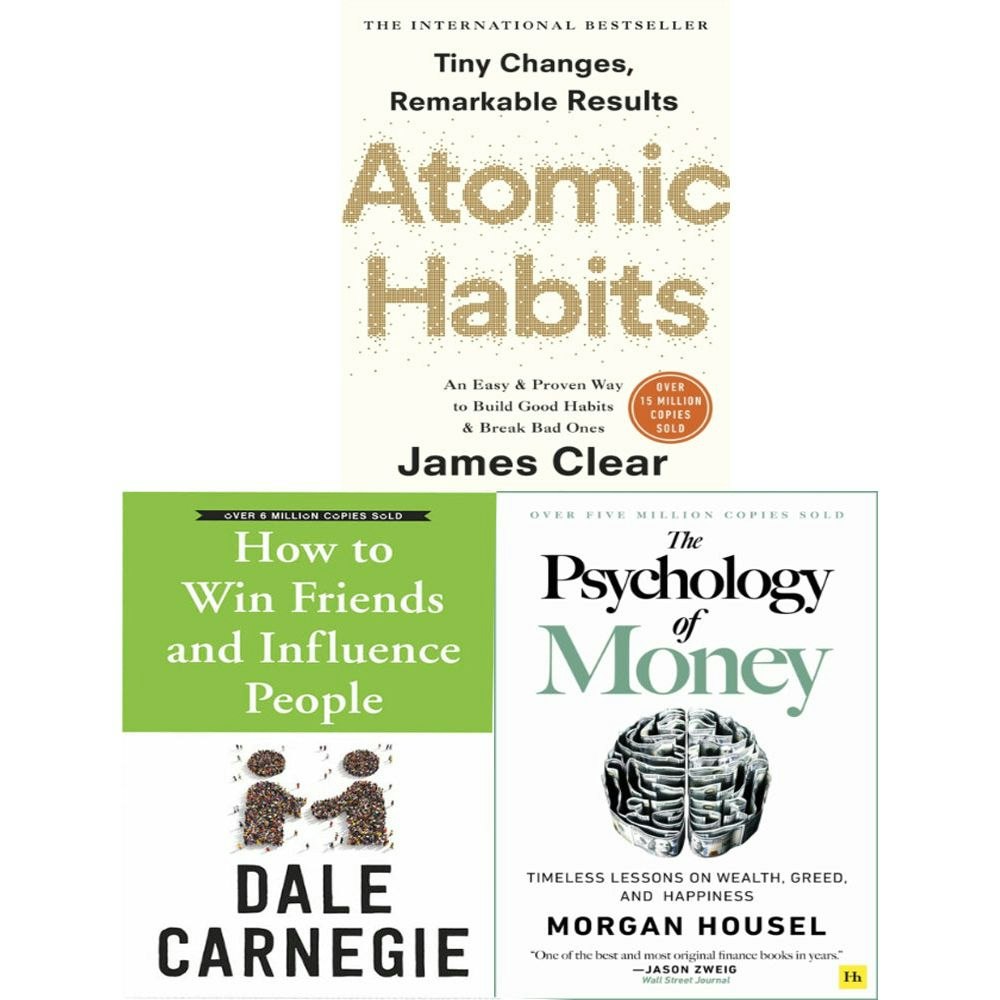 Various Publishers How To Win Friends And Influence People, Atomic Habits, Psychology Of Money 3 Books Collection Set