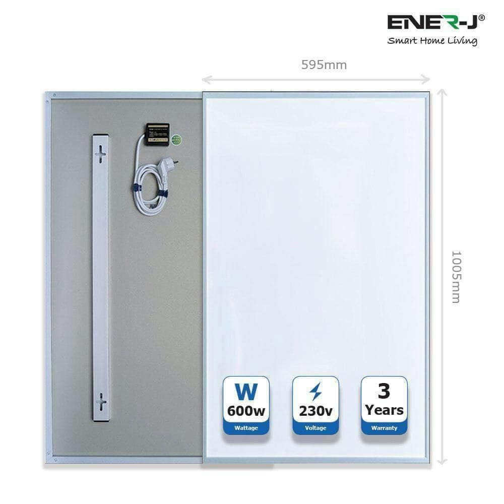 ENER-J Infrared Heating Panel - 600W - White Body - 100x60 cm - Carbon Crystal Technology - Image 3