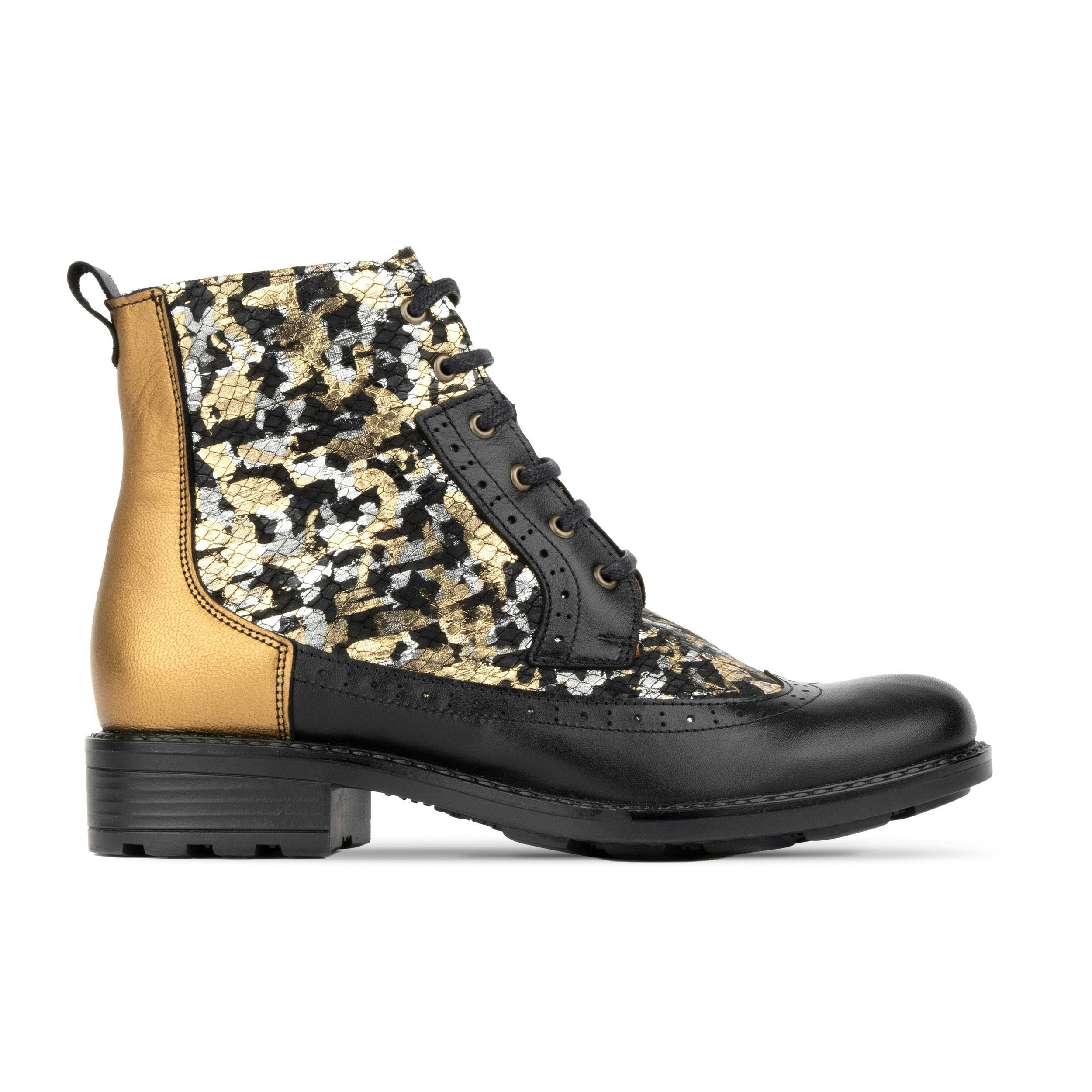 Embassy London Women's Black/Gold Milliner - & - Leather Round Toe Side Zipper Ankle Boot In - Uk 5 / Eu 38 / Us 7