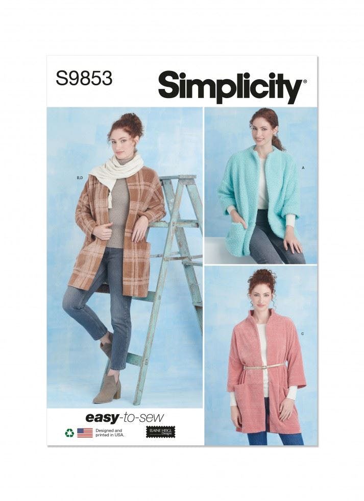 Simplicity Women's Sewing Pattern 9853, Coats, Scarves For A (Xs-S-M-L-Xl) - Easy - A (Xs-S-M-L-Xl)