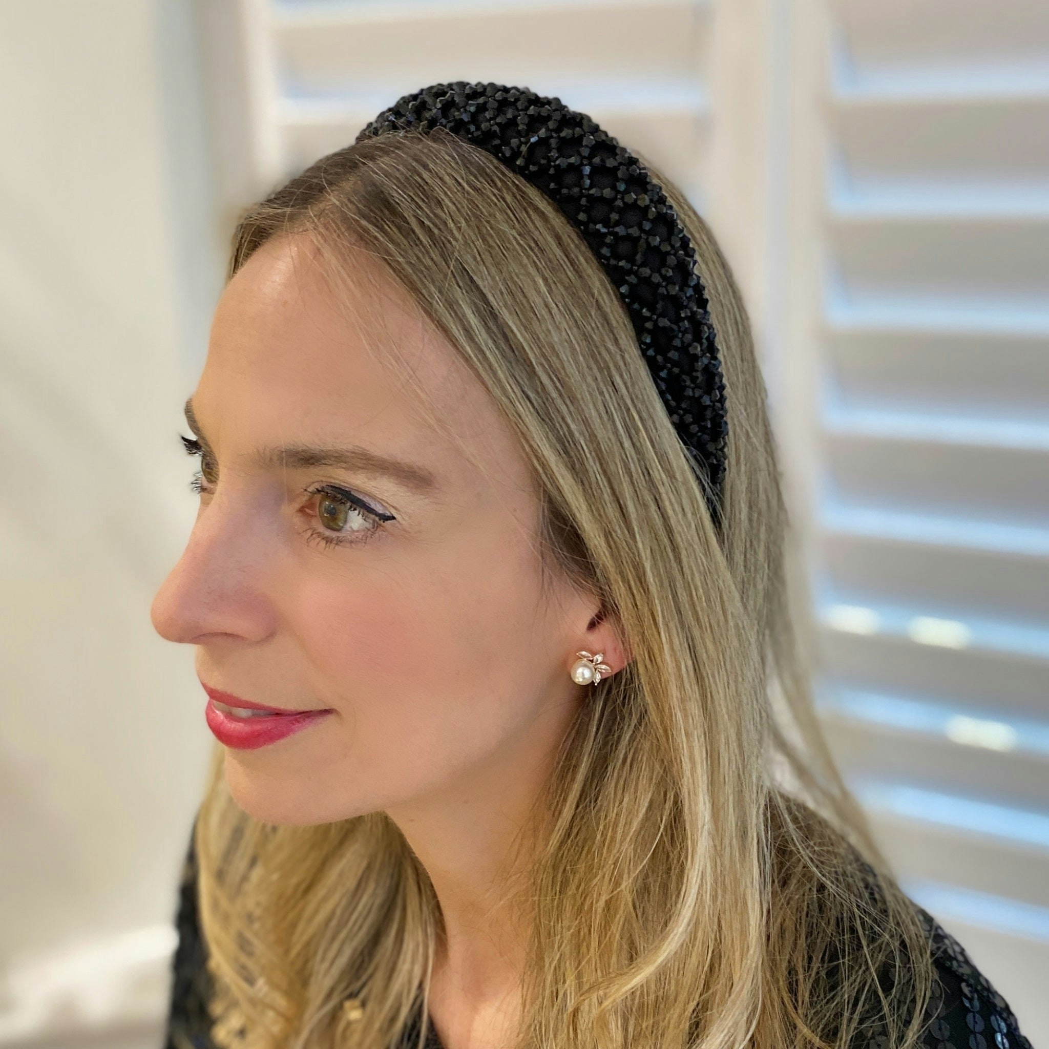 Queenmee Accessories Black Sparkly Headband Beaded Headband