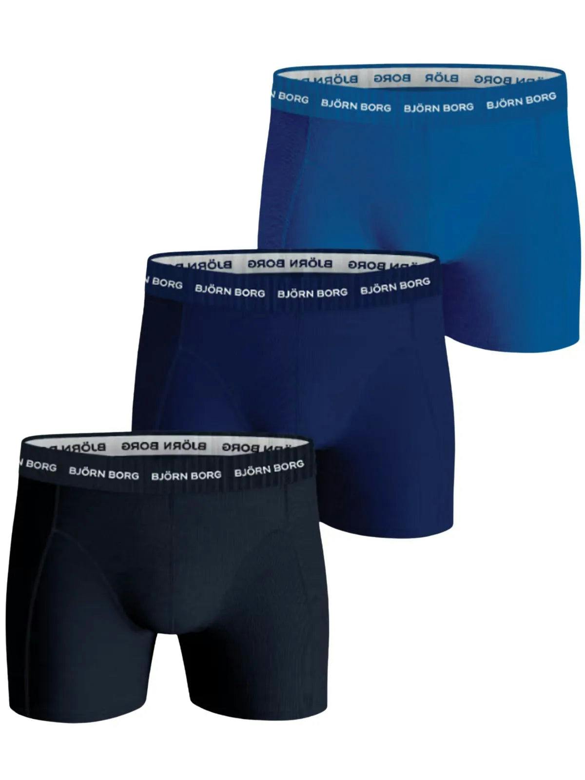 Bjorn Borg Men's Blue 3-Pack Classic Logo Boxer Briefs, Combination - S