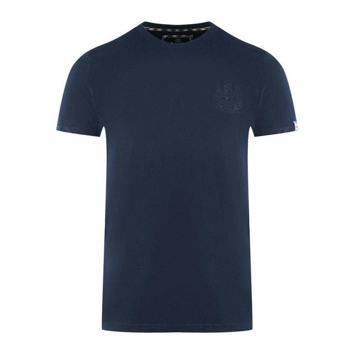 Aquascutum Men's Blue London Aldis Tonal Logo T-Shirt - Navy - M - Navy - 100% Cotton